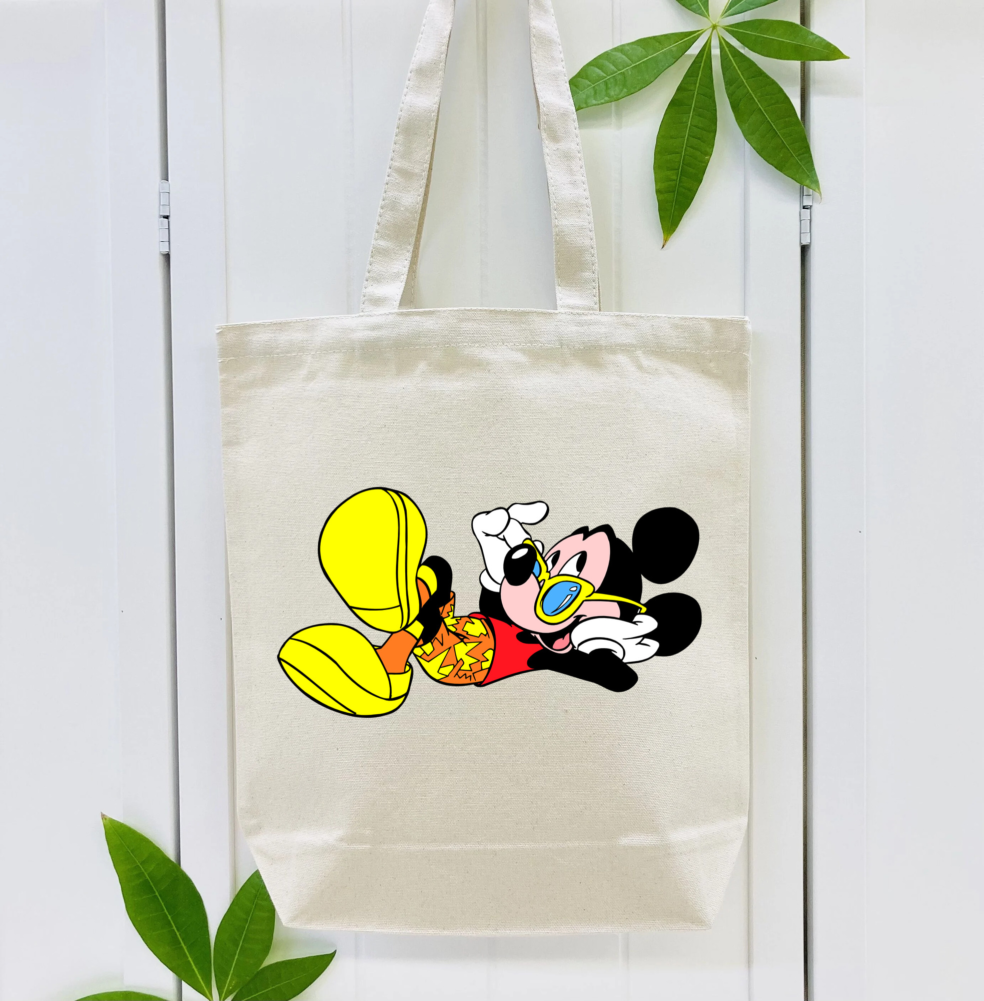 ミッキーマウス Mickey Mouse 縦型キャンバス生地手提げバッグ　トートバッグ