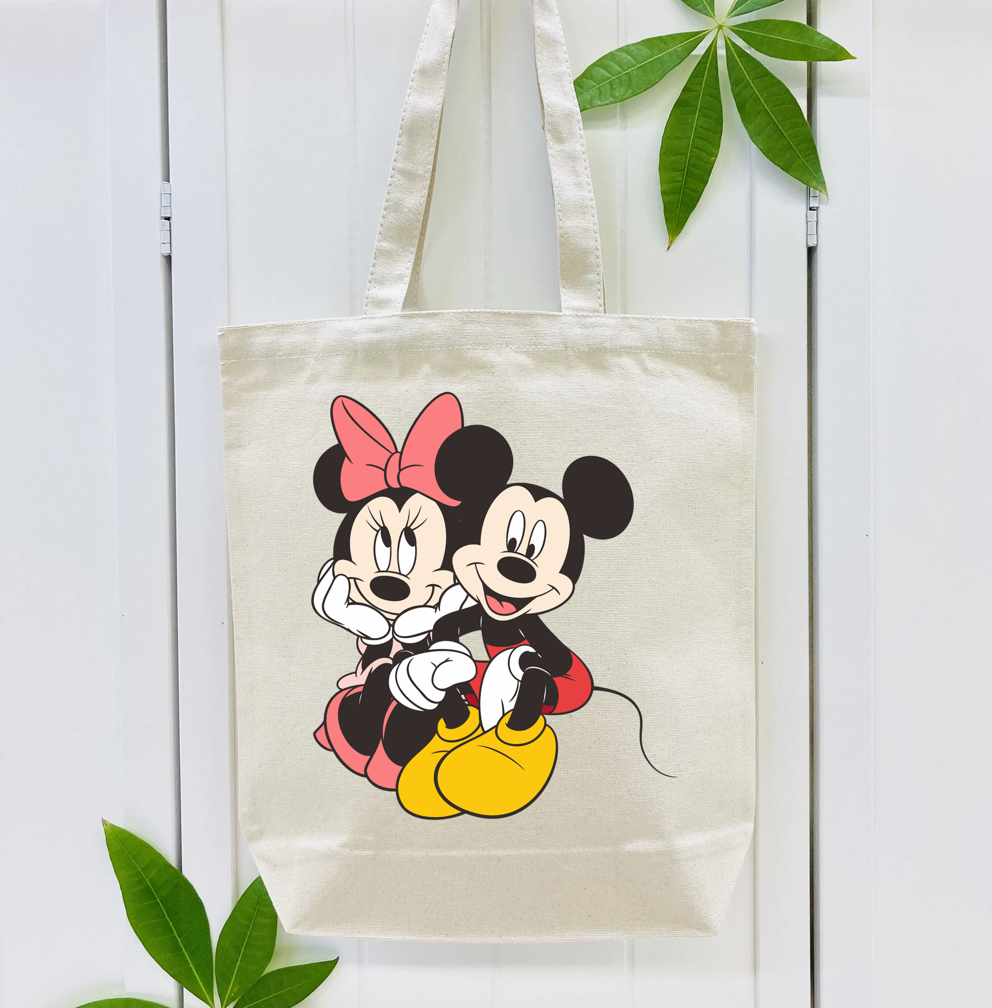 ミッキーマウス Mickey Mouse 縦型キャンバス生地手提げバッグ　トートバッグ