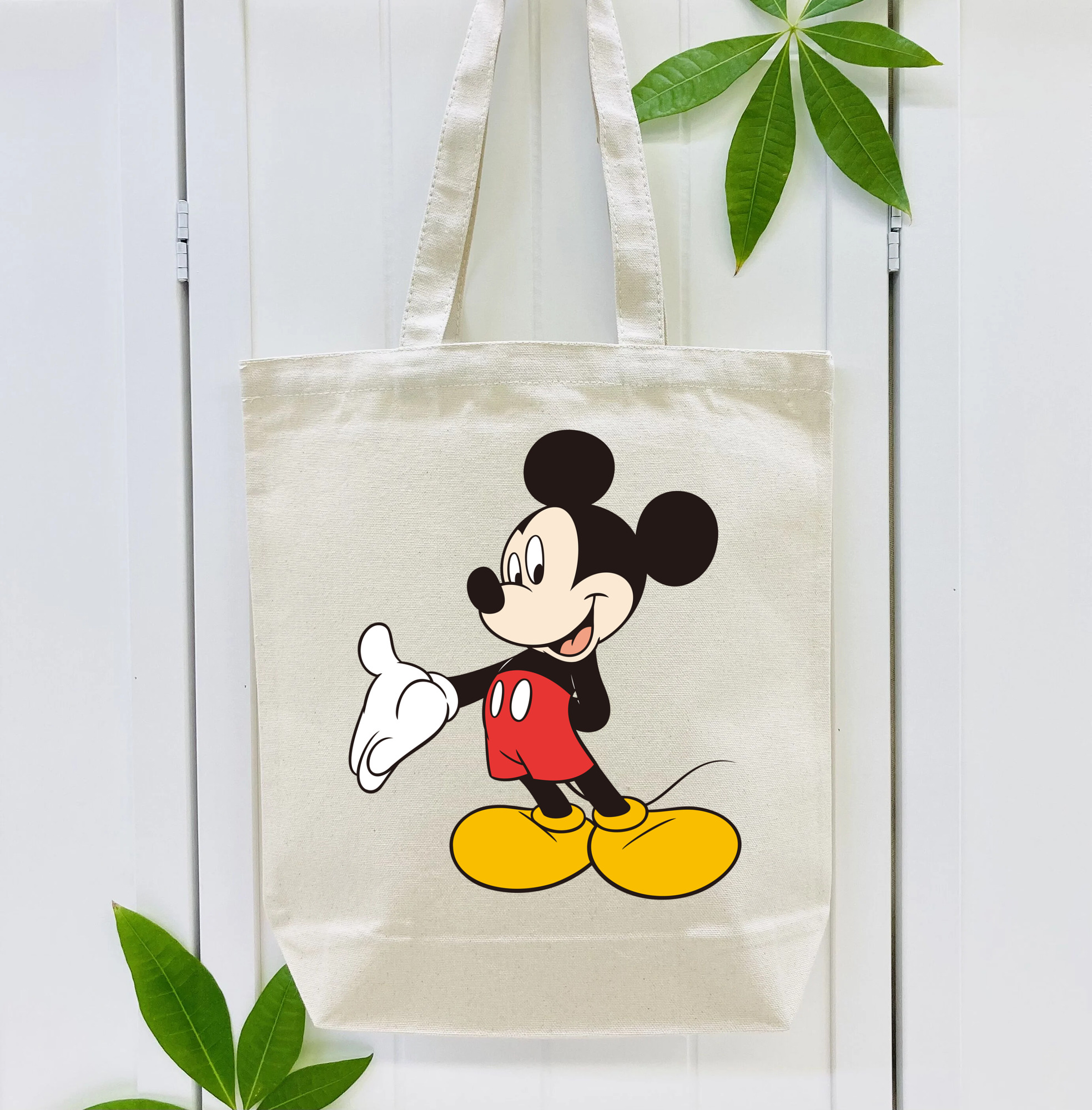 ミッキーマウス Mickey Mouse 縦型キャンバス生地手提げバッグ　トートバッグ