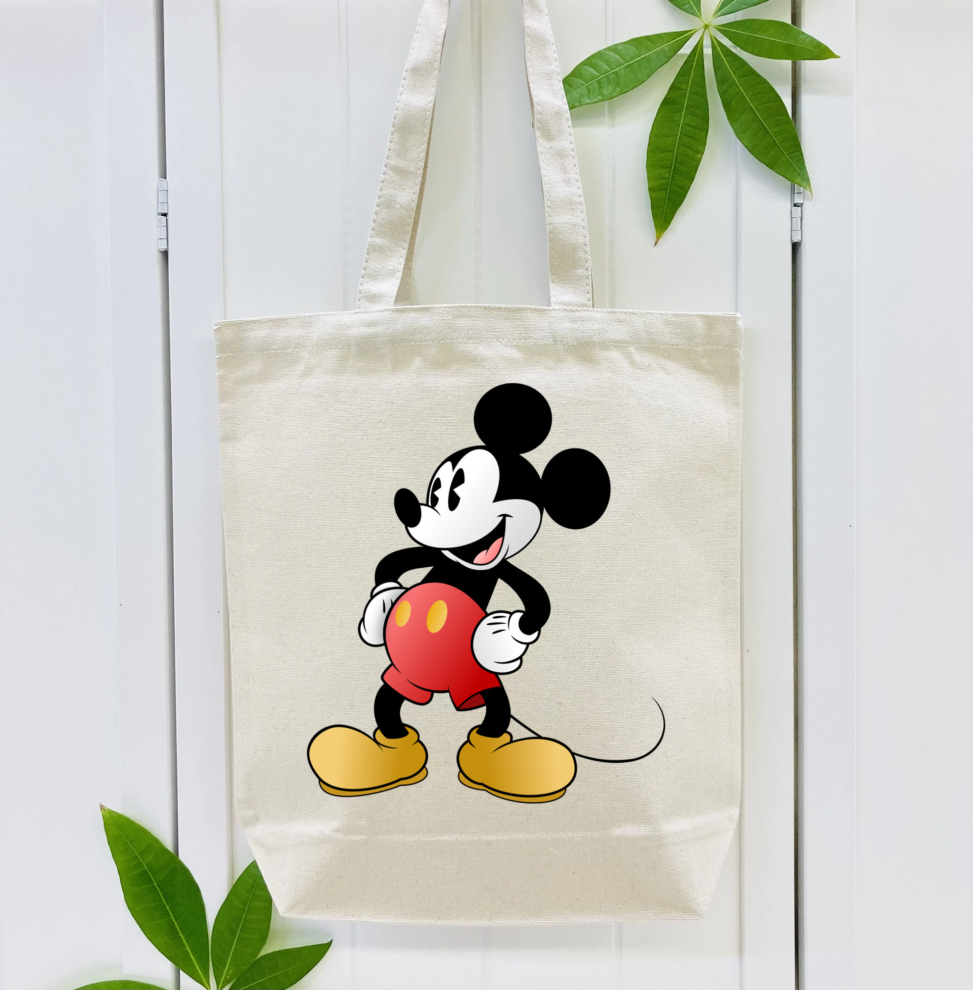 ミッキーマウス Mickey Mouse 縦型キャンバス生地手提げバッグ　トートバッグ