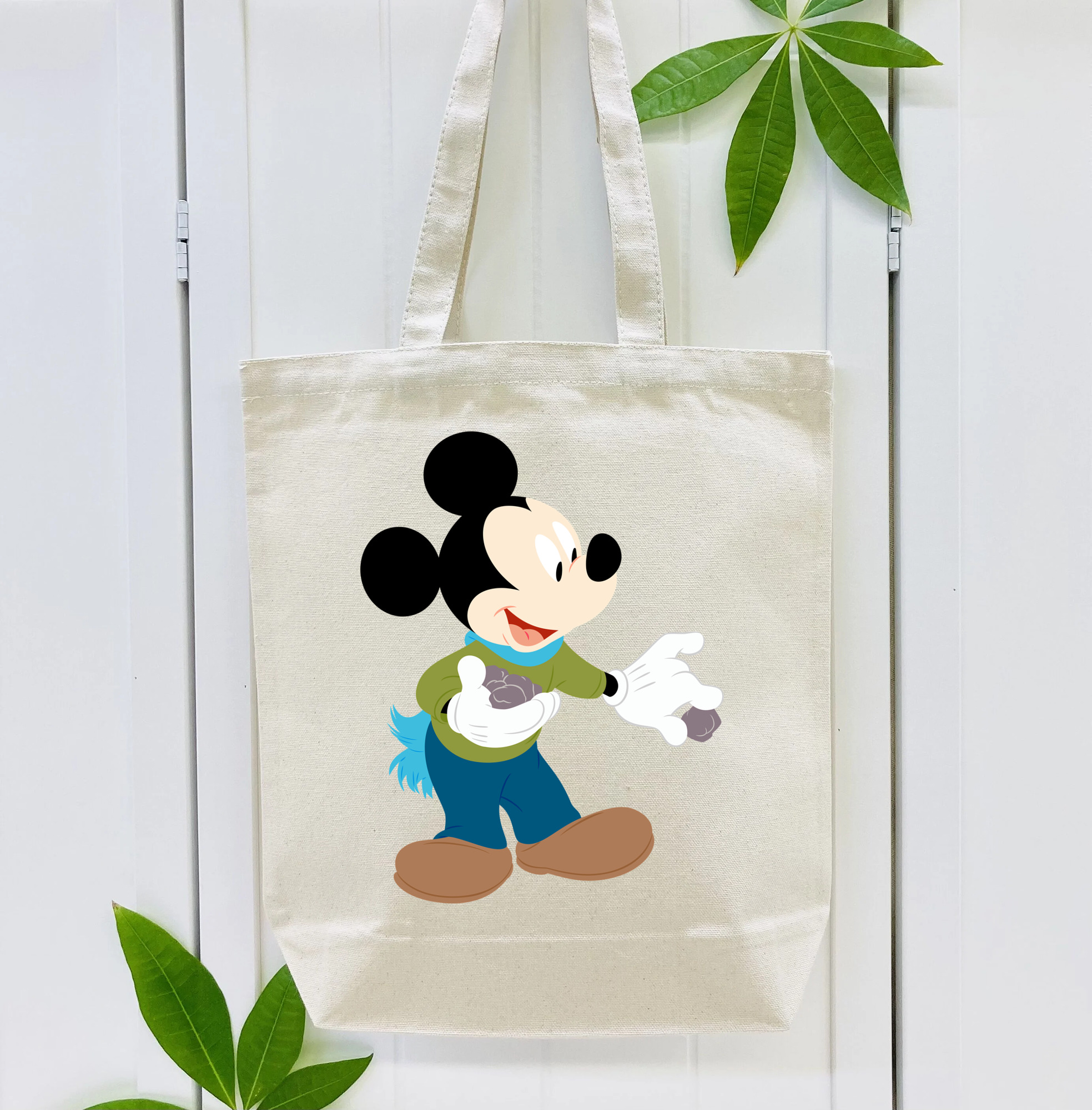 ミッキーマウス Mickey Mouse 縦型キャンバス生地手提げバッグ　トートバッグ