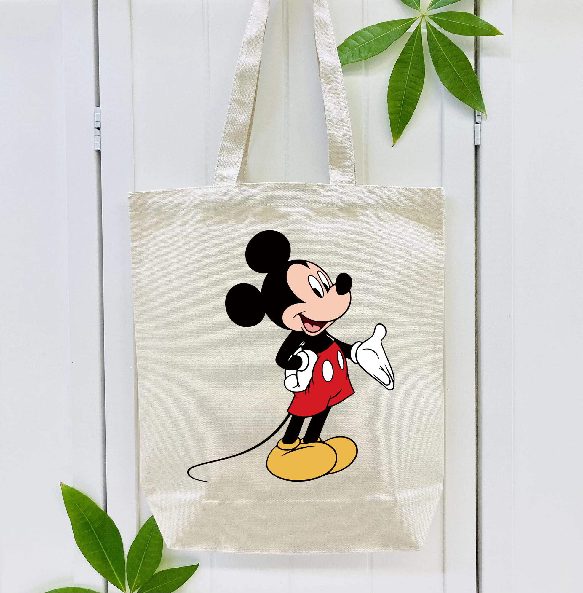 ミッキーマウス Mickey Mouse 縦型キャンバス生地手提げバッグ　トートバッグ