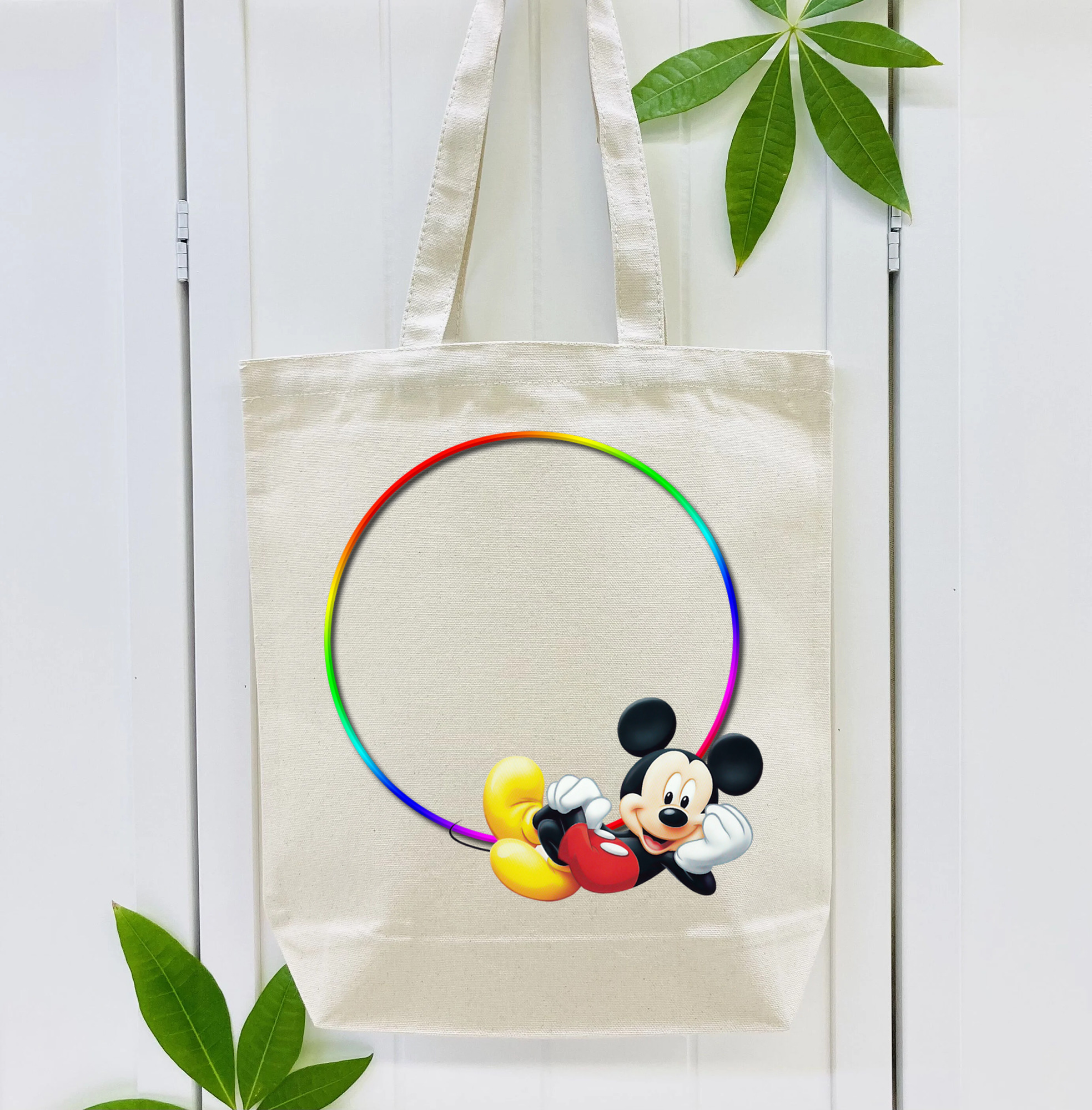ミッキーマウス Mickey Mouse 縦型キャンバス生地手提げバッグ　トートバッグ