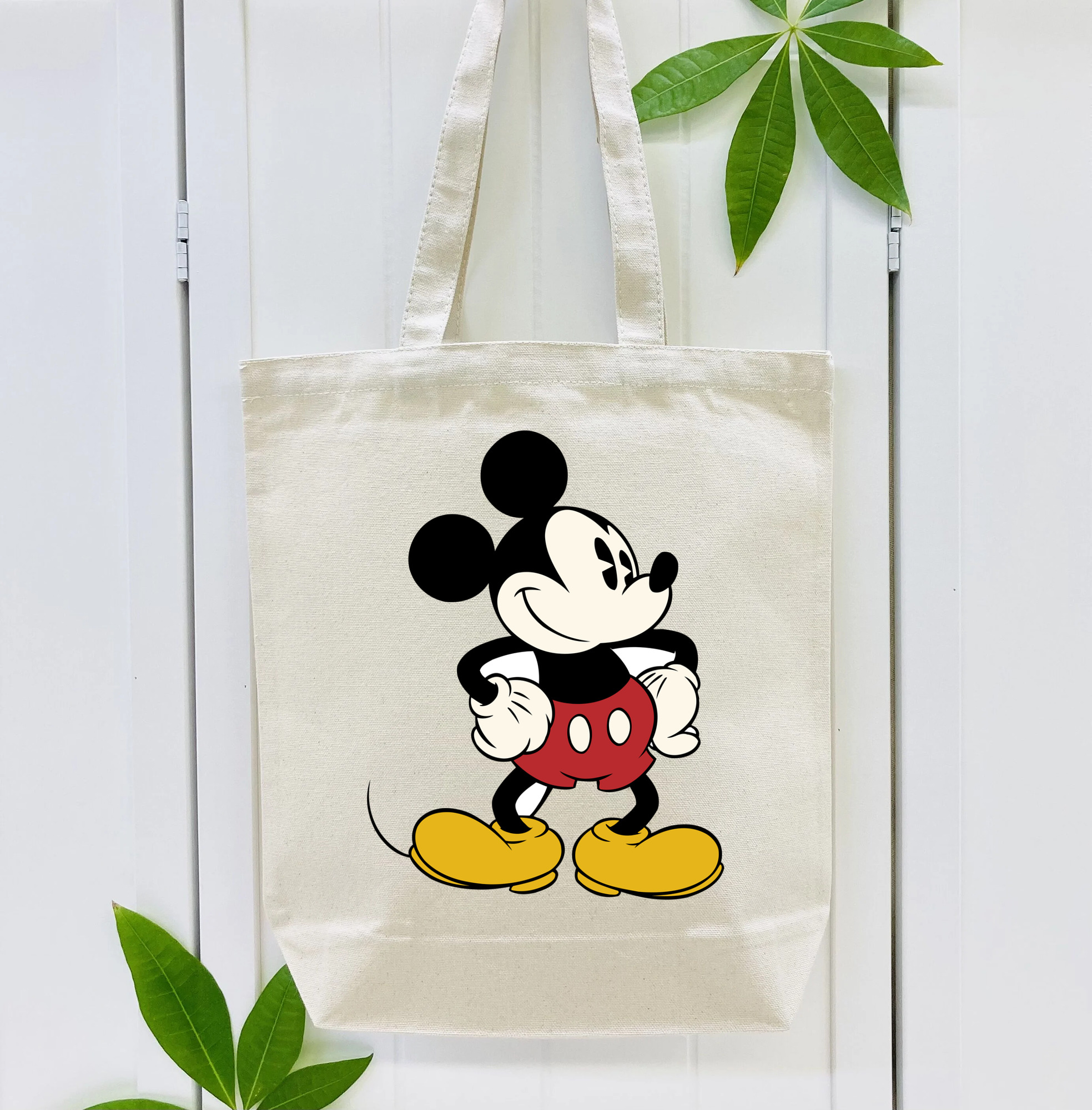 ミッキーマウス Mickey Mouse 縦型キャンバス生地手提げバッグ　トートバッグ