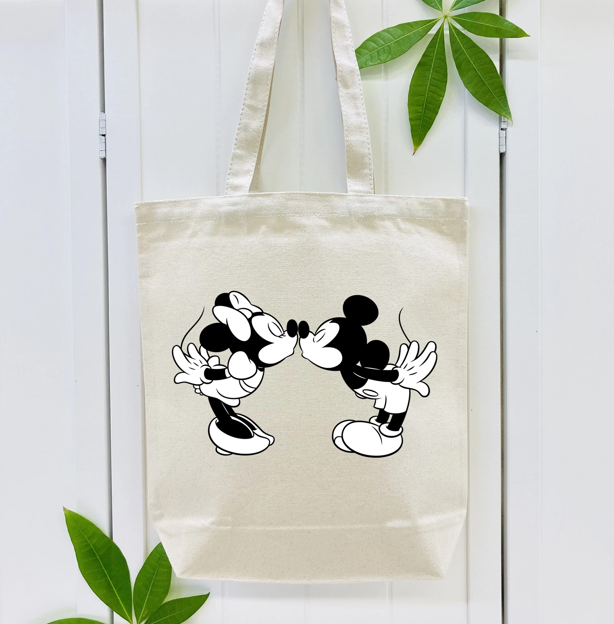 ミッキーマウス Mickey Mouse 縦型キャンバス生地手提げバッグ　トートバッグ