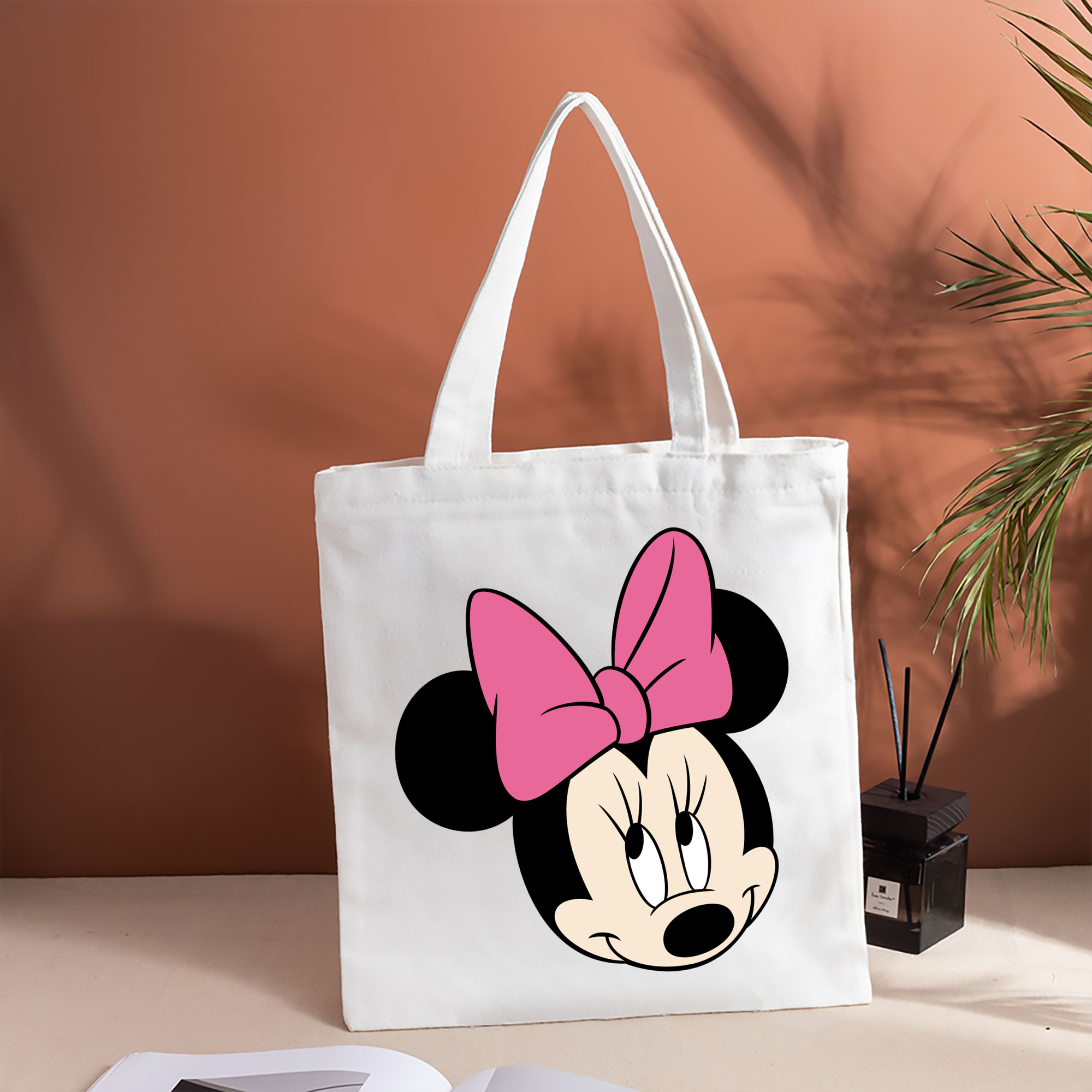 ミッキーマウス Mickey Mouse 縦型キャンバス生地手提げバッグ　トートバッグ