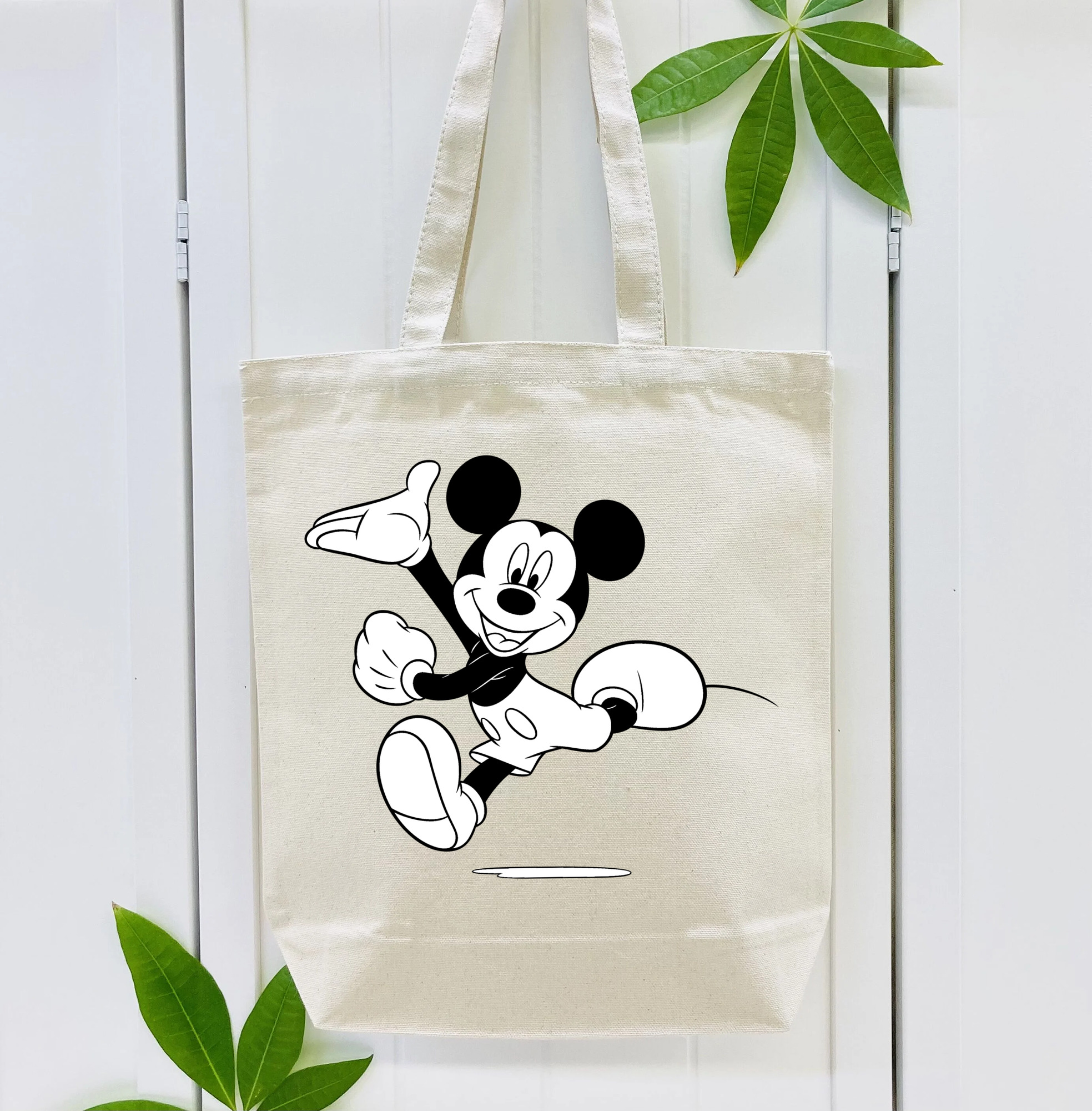 ミッキーマウス Mickey Mouse 縦型キャンバス生地手提げバッグ　トートバッグ