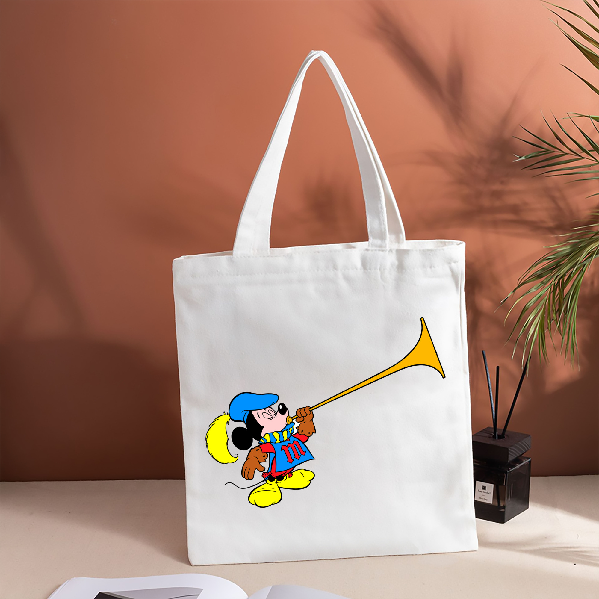 ミッキーマウス Mickey Mouse 縦型キャンバス生地手提げバッグ　トートバッグ