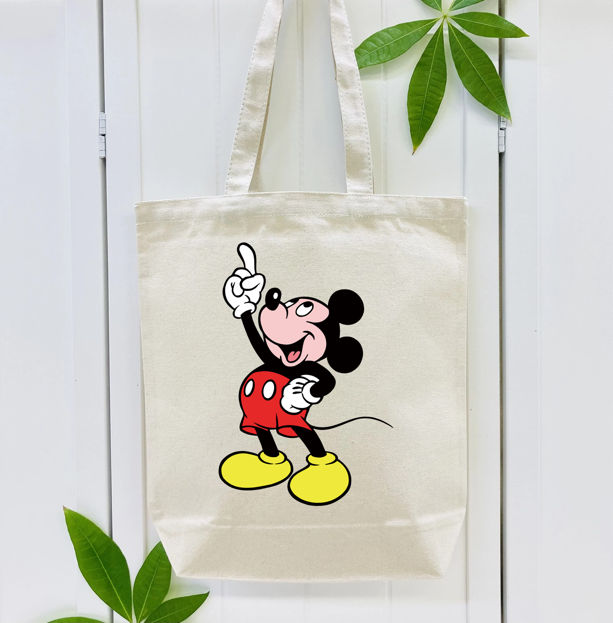 ミッキーマウス Mickey Mouse 縦型キャンバス生地手提げバッグ　トートバッグ