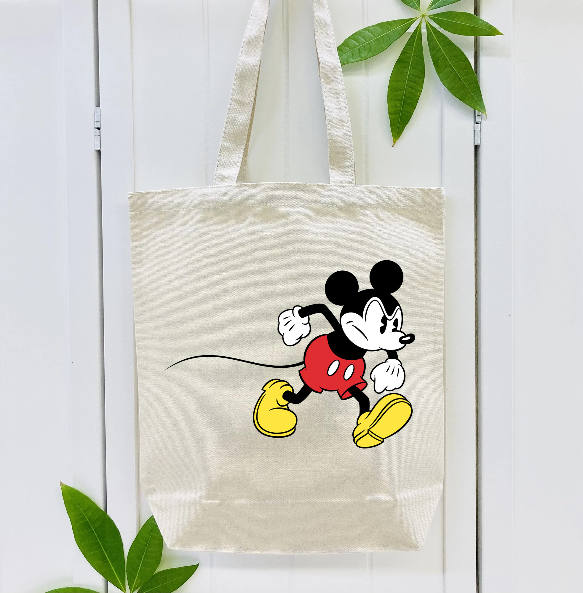 ミッキーマウス Mickey Mouse 縦型キャンバス生地手提げバッグ　トートバッグ