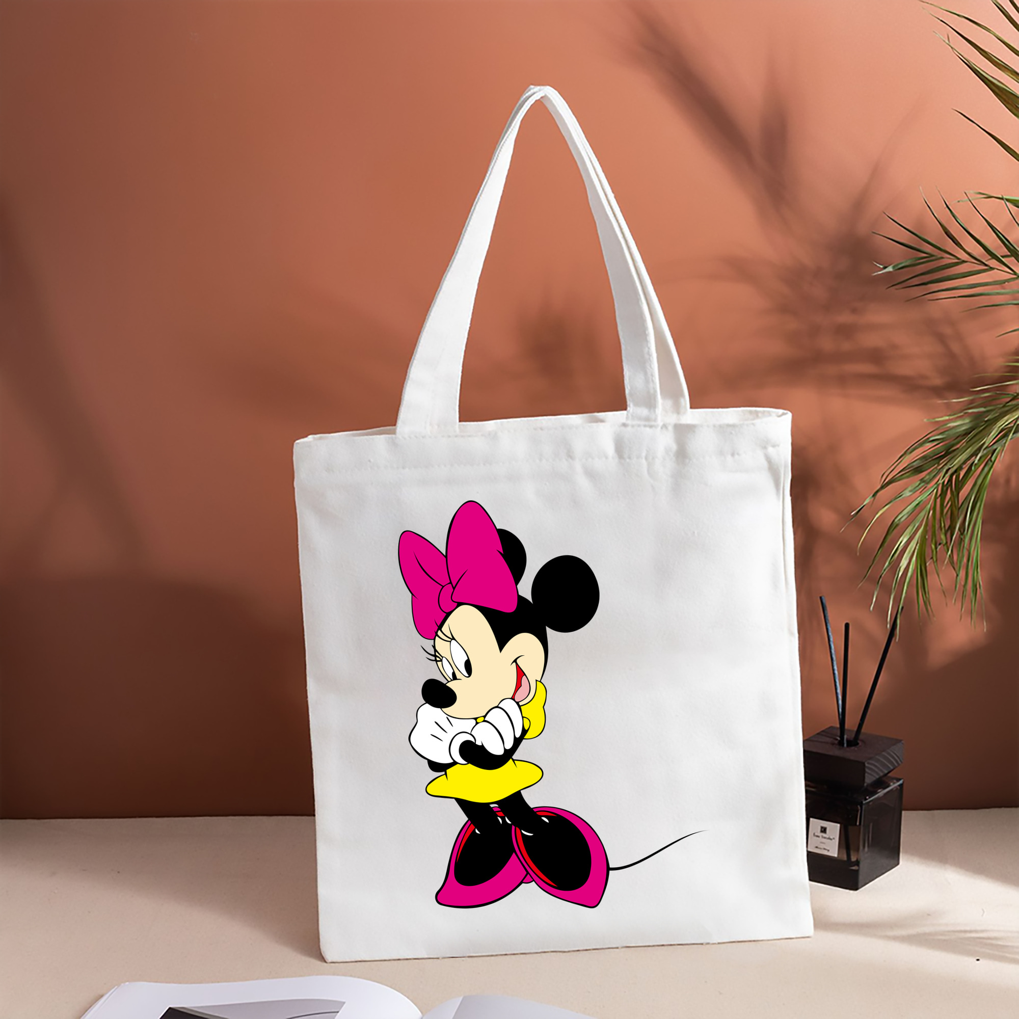 ミッキーマウス Mickey Mouse 縦型キャンバス生地手提げバッグ　トートバッグ