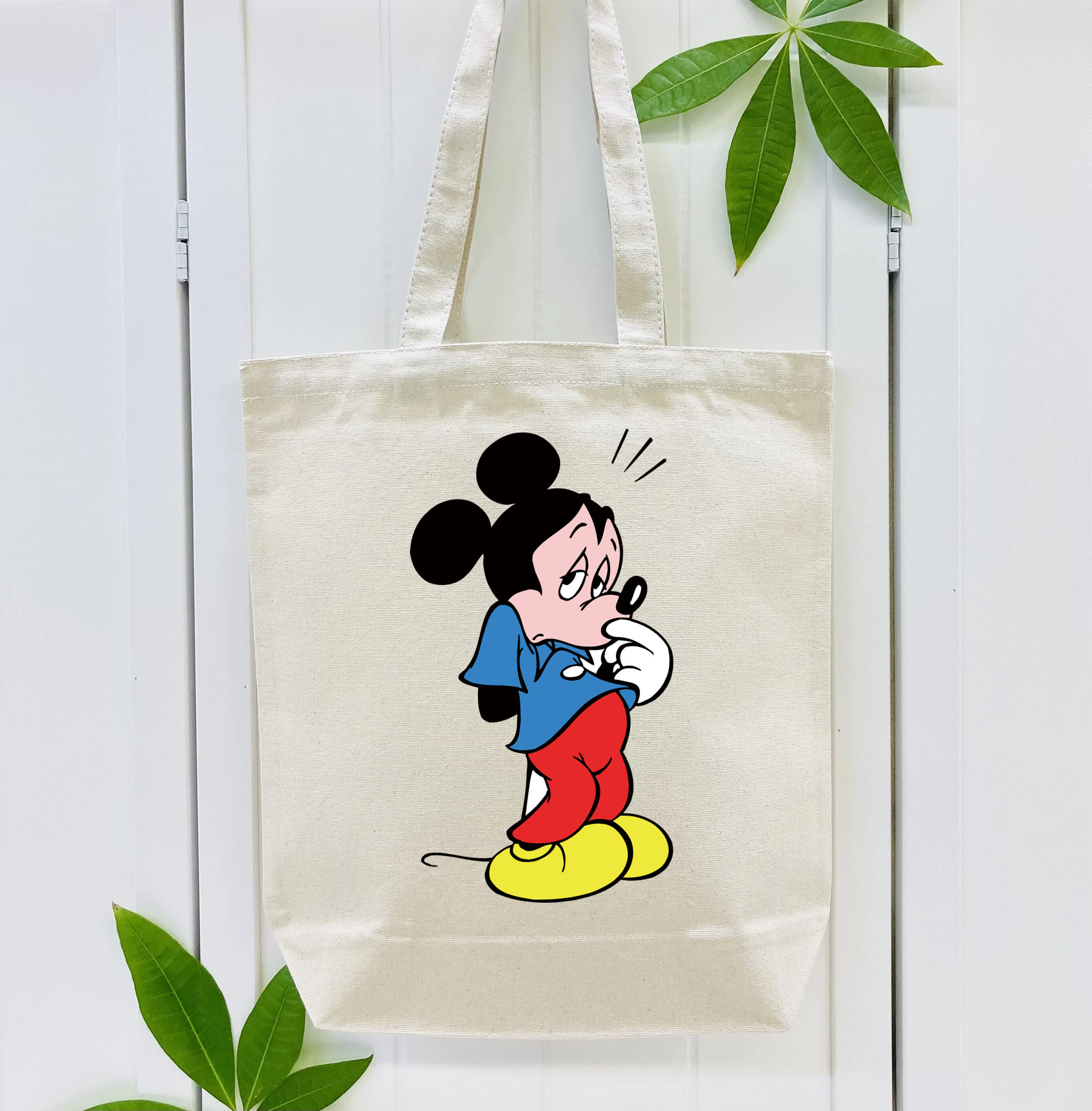 ミッキーマウス Mickey Mouse 縦型キャンバス生地手提げバッグ　トートバッグ