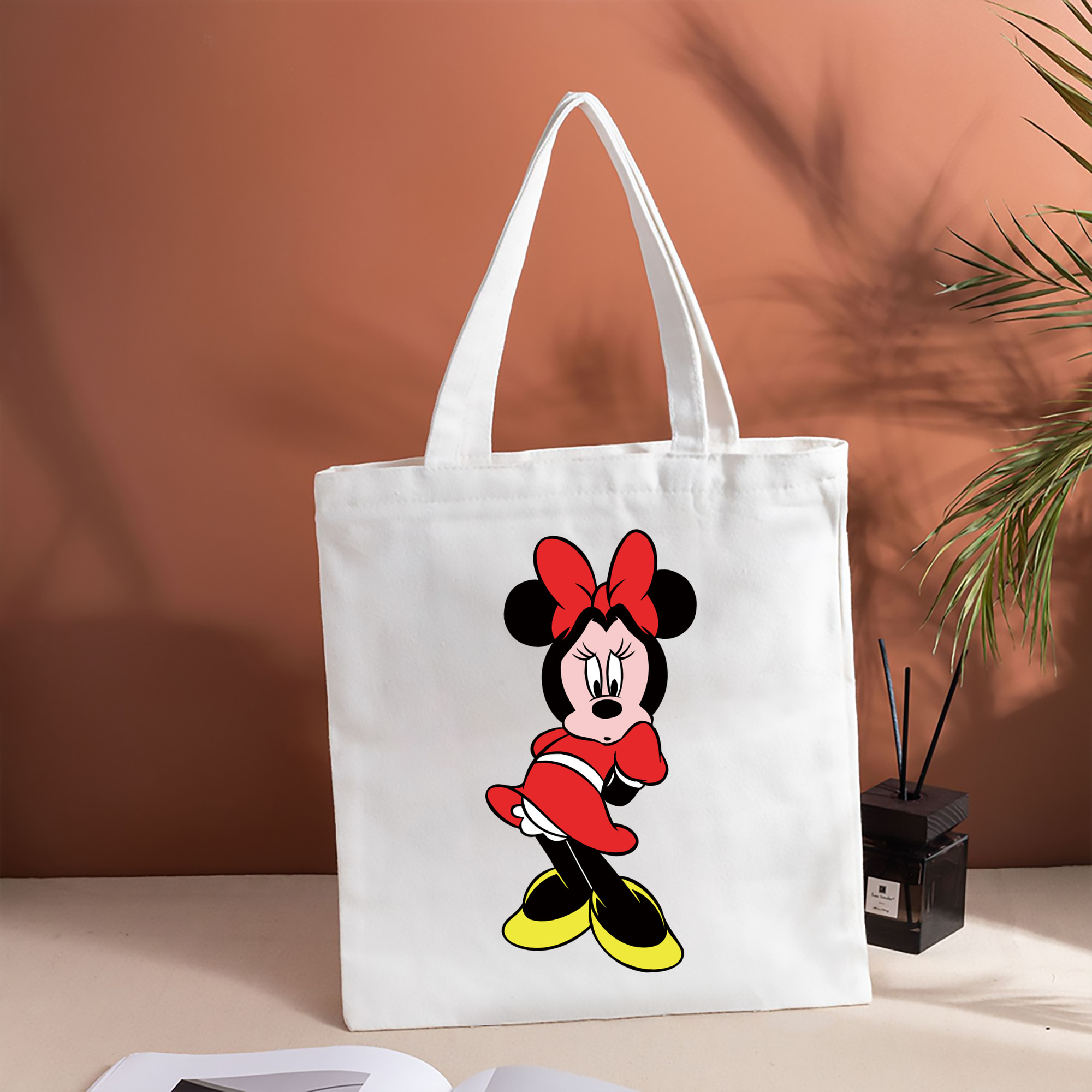 ミッキーマウス Mickey Mouse 縦型キャンバス生地手提げバッグ　トートバッグ