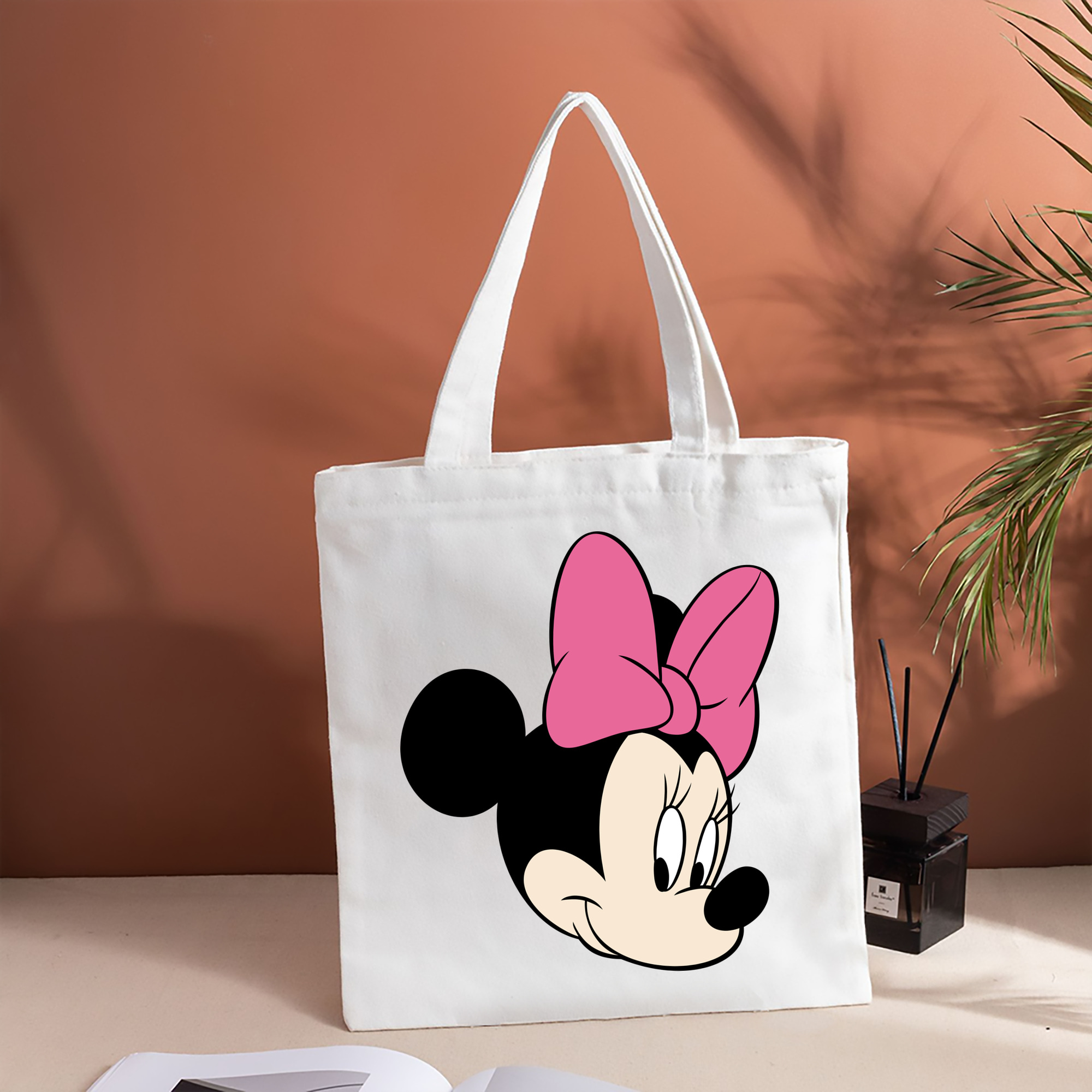 ミッキーマウス Mickey Mouse 縦型キャンバス生地手提げバッグ　トートバッグ