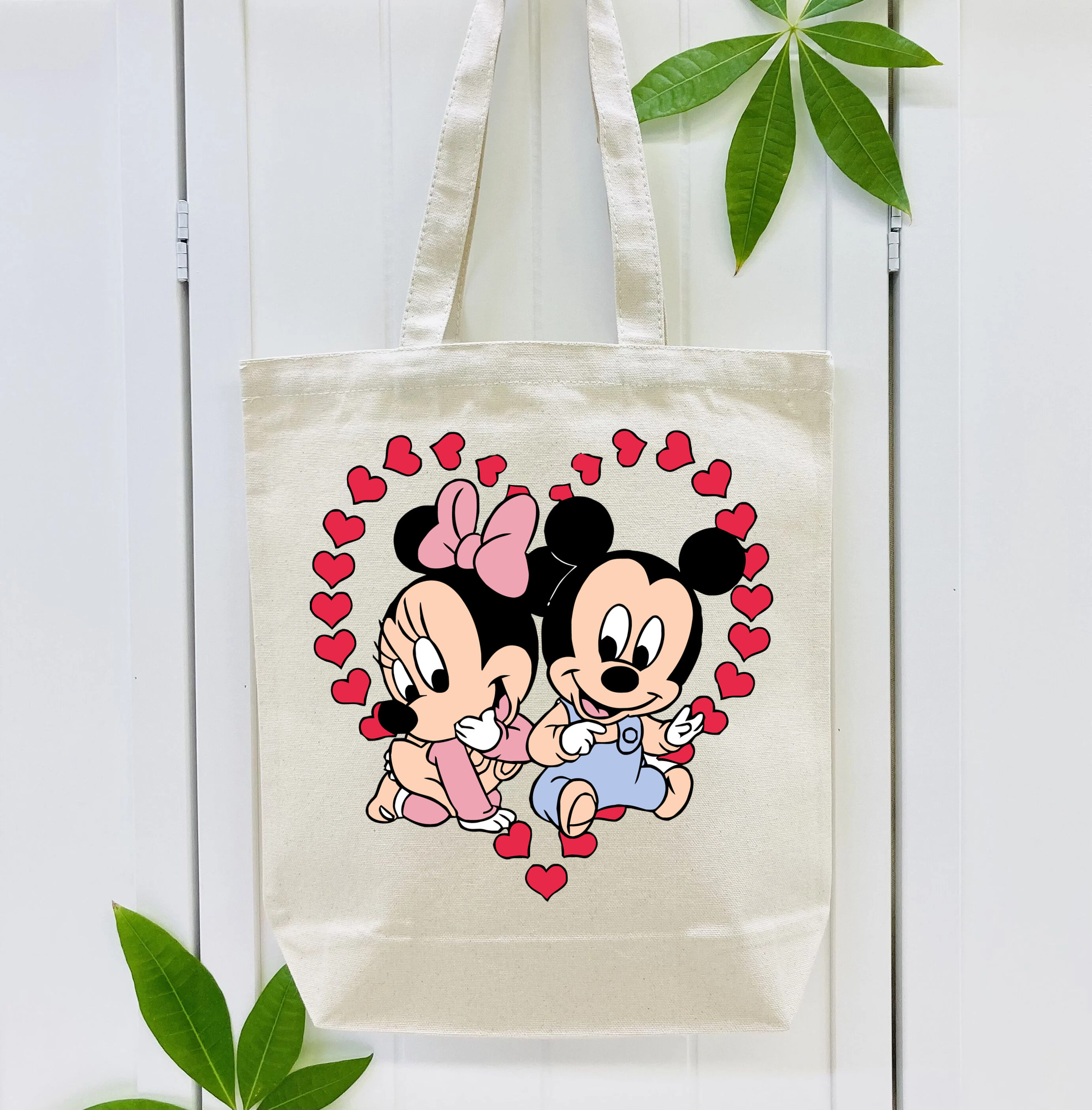 ミッキーマウス Mickey Mouse 縦型キャンバス生地手提げバッグ　トートバッグ