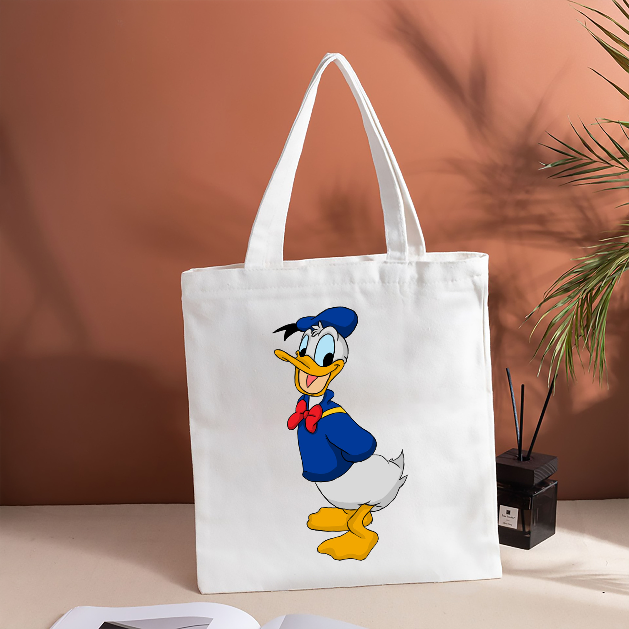 ミッキーマウス Mickey Mouse 縦型キャンバス生地手提げバッグ　トートバッグ