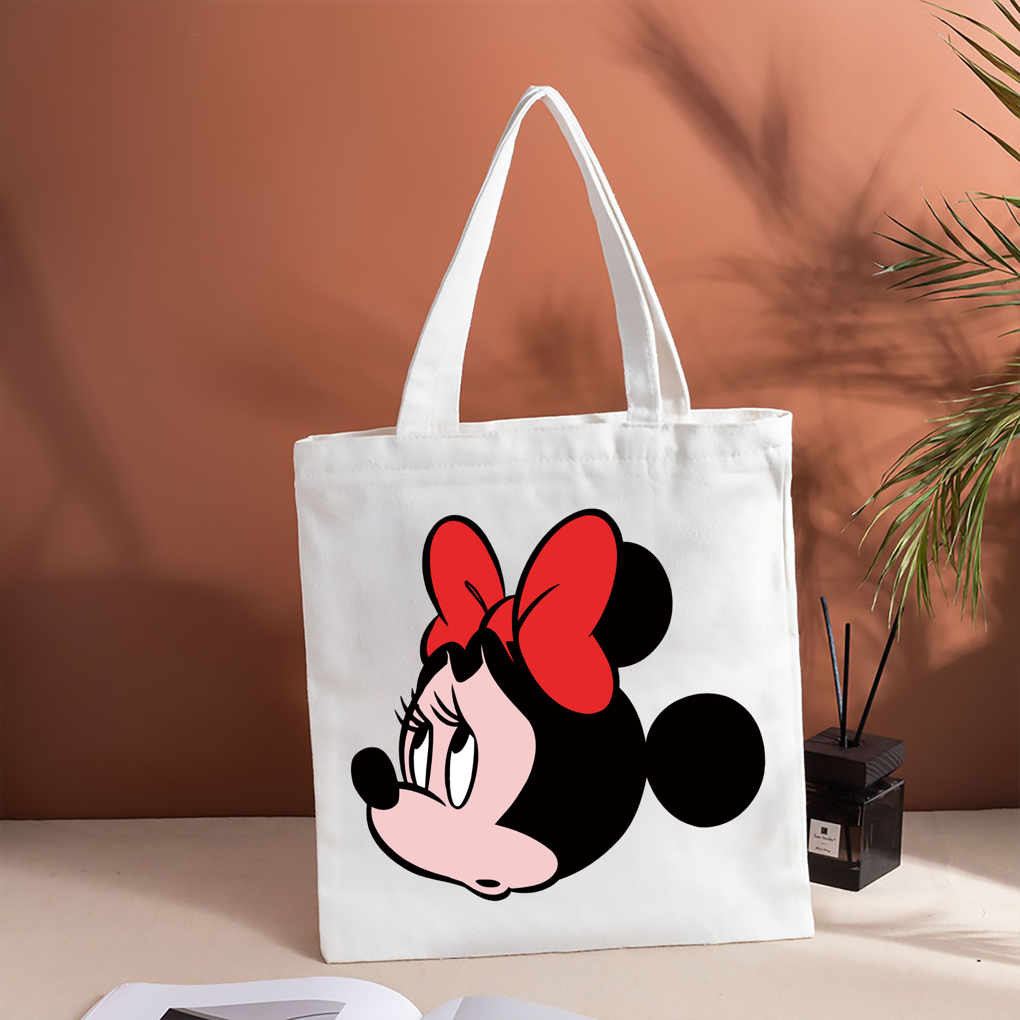 ミッキーマウス Mickey Mouse 縦型キャンバス生地手提げバッグ　トートバッグ