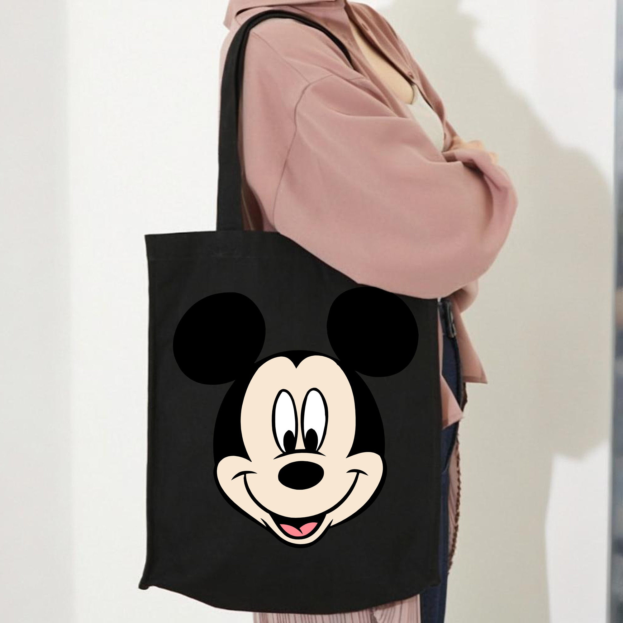 ミッキーマウス Mickey Mouse 縦型キャンバス生地手提げバッグ　トートバッグ