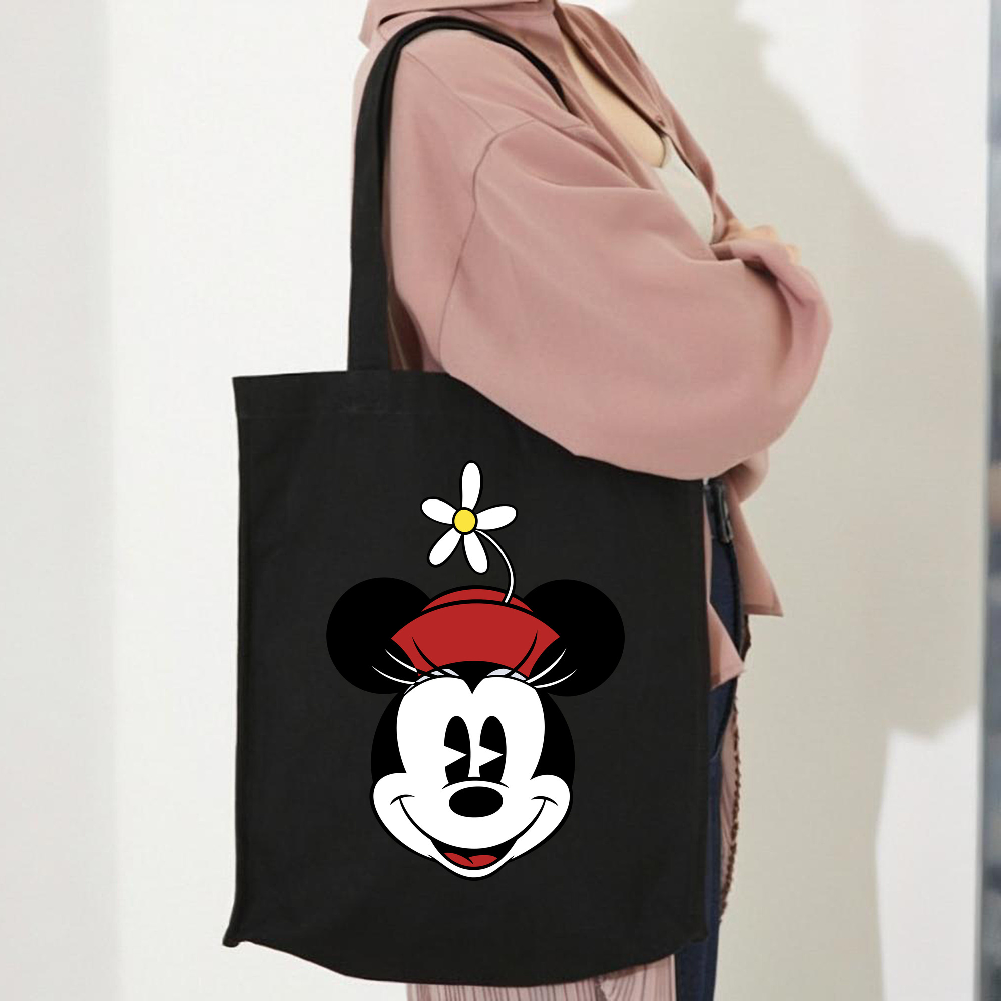 ミッキーマウス Mickey Mouse 縦型キャンバス生地手提げバッグ　トートバッグ