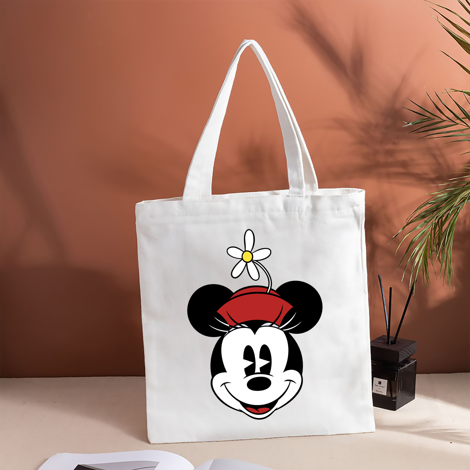 ミッキーマウス Mickey Mouse 縦型キャンバス生地手提げバッグ　トートバッグ