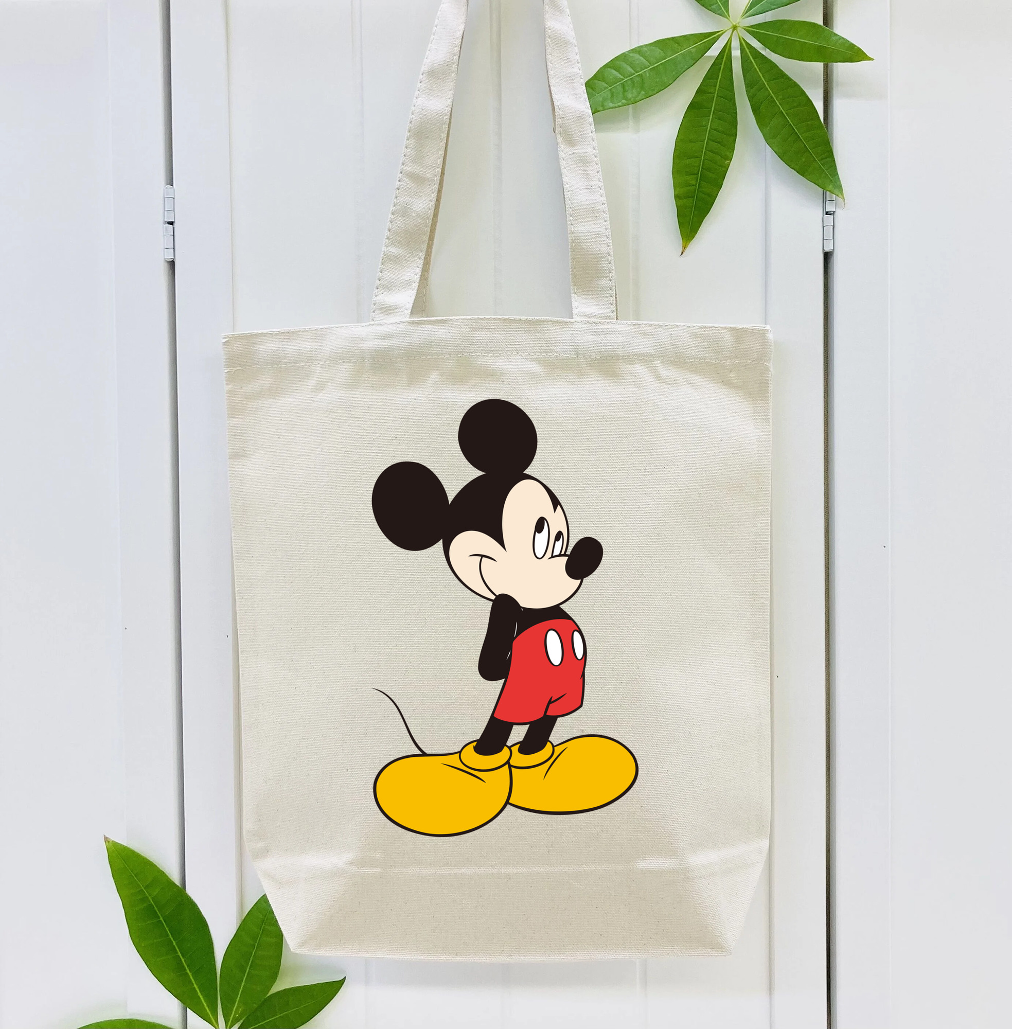 ミッキーマウス Mickey Mouse 縦型キャンバス生地手提げバッグ　トートバッグ