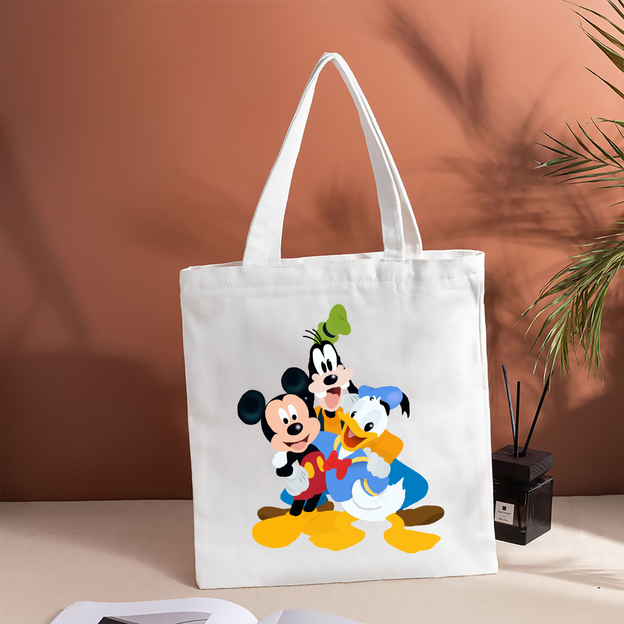 ミッキーマウス Mickey Mouse 縦型キャンバス生地手提げバッグ　トートバッグ
