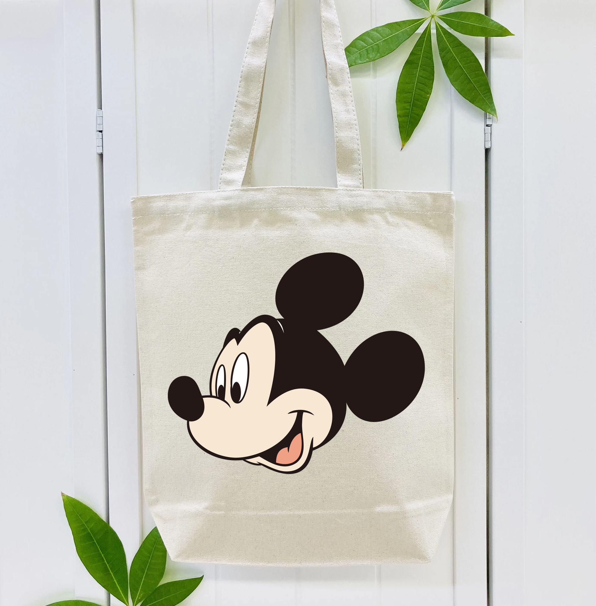 ミッキーマウス Mickey Mouse 縦型キャンバス生地手提げバッグ　トートバッグ