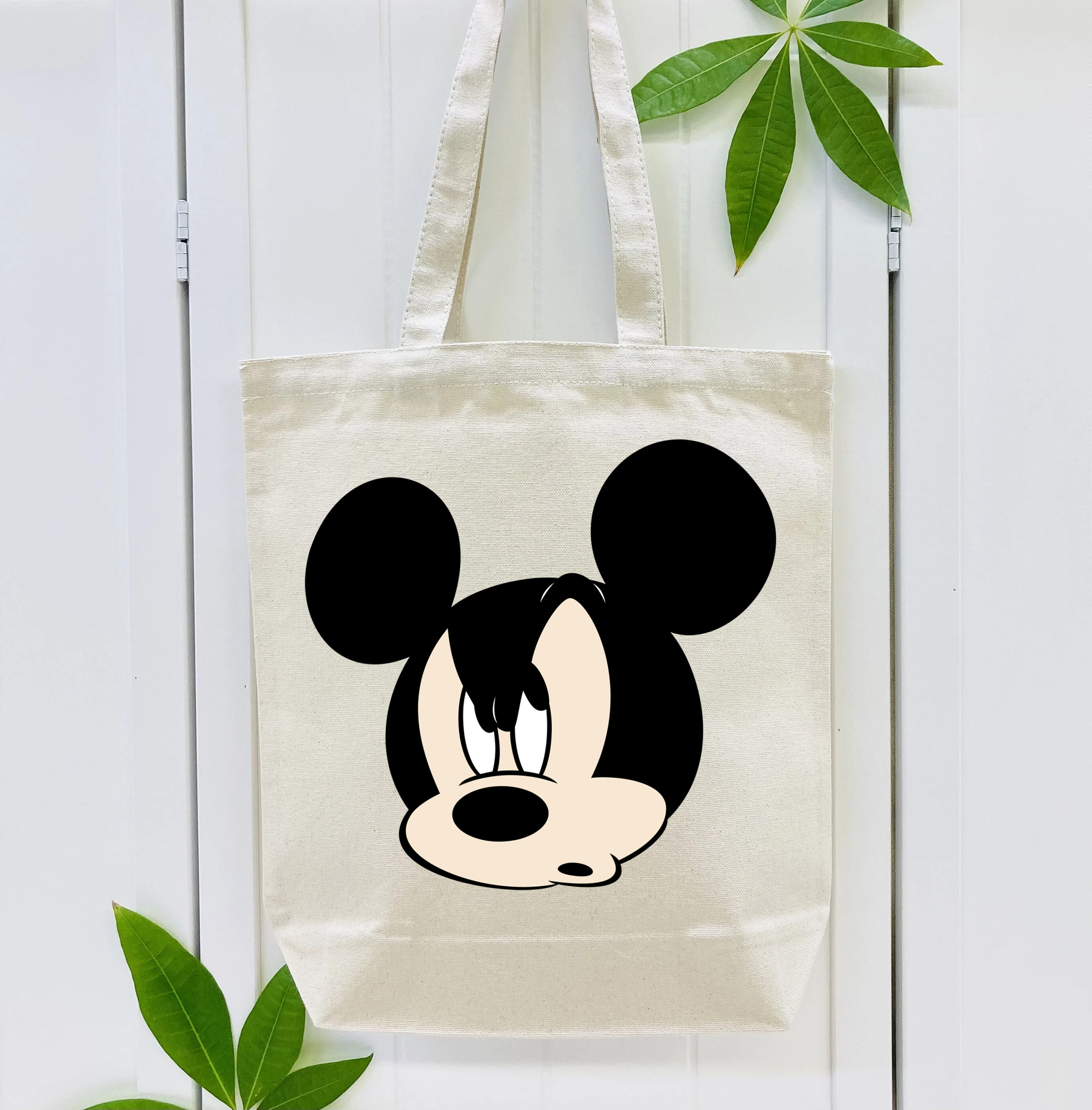 ミッキーマウス Mickey Mouse 縦型キャンバス生地手提げバッグ　トートバッグ
