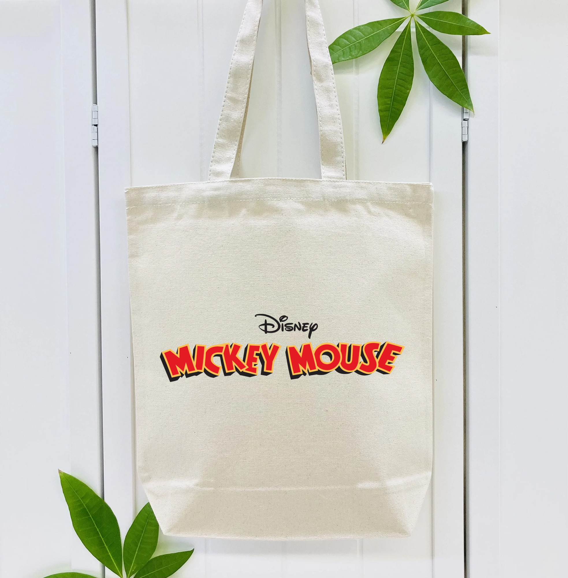 ミッキーマウス Mickey Mouse 縦型キャンバス生地手提げバッグ　トートバッグ
