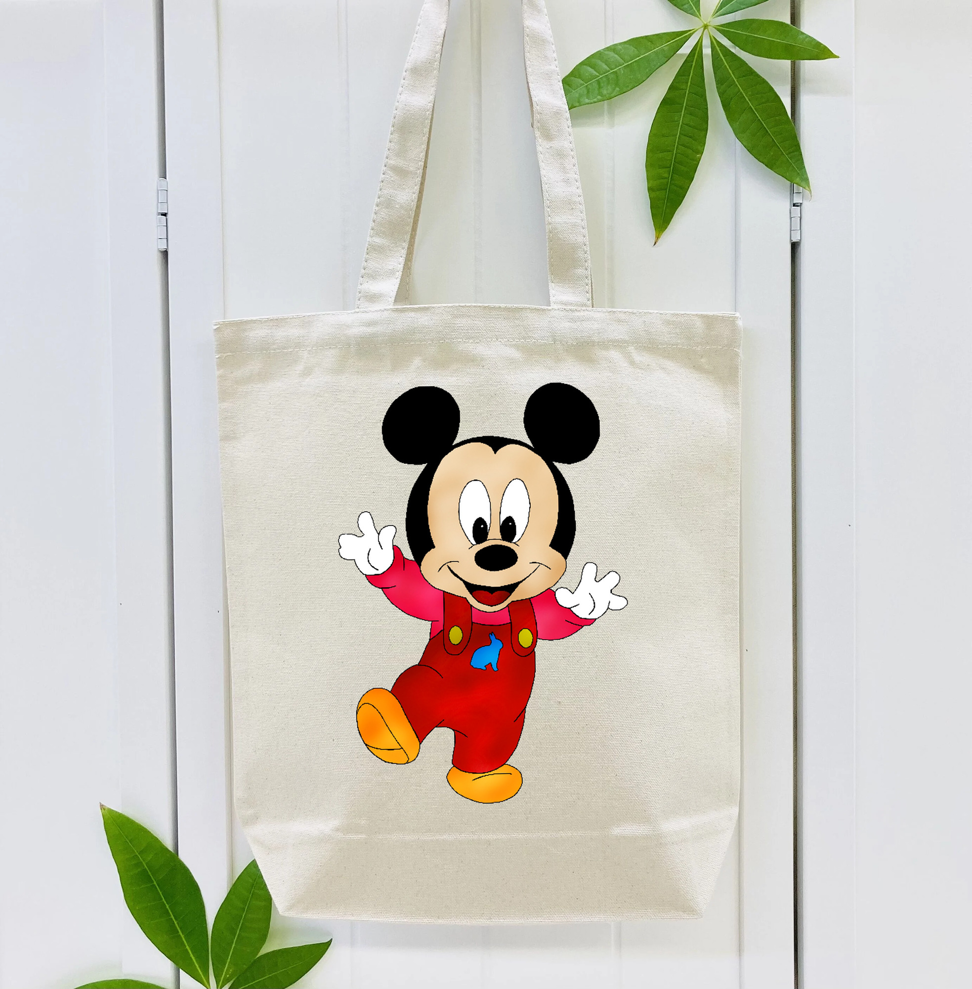 ミッキーマウス Mickey Mouse 縦型キャンバス生地手提げバッグ　トートバッグ