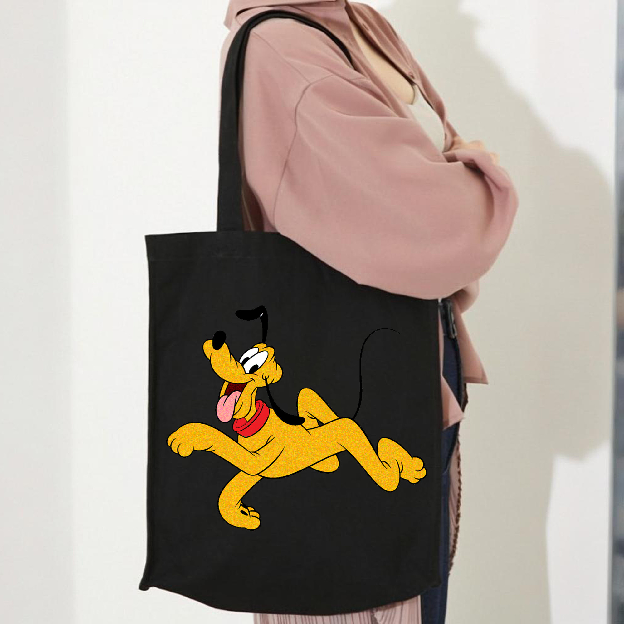 ミッキーマウス Mickey Mouse 縦型キャンバス生地手提げバッグ　トートバッグ