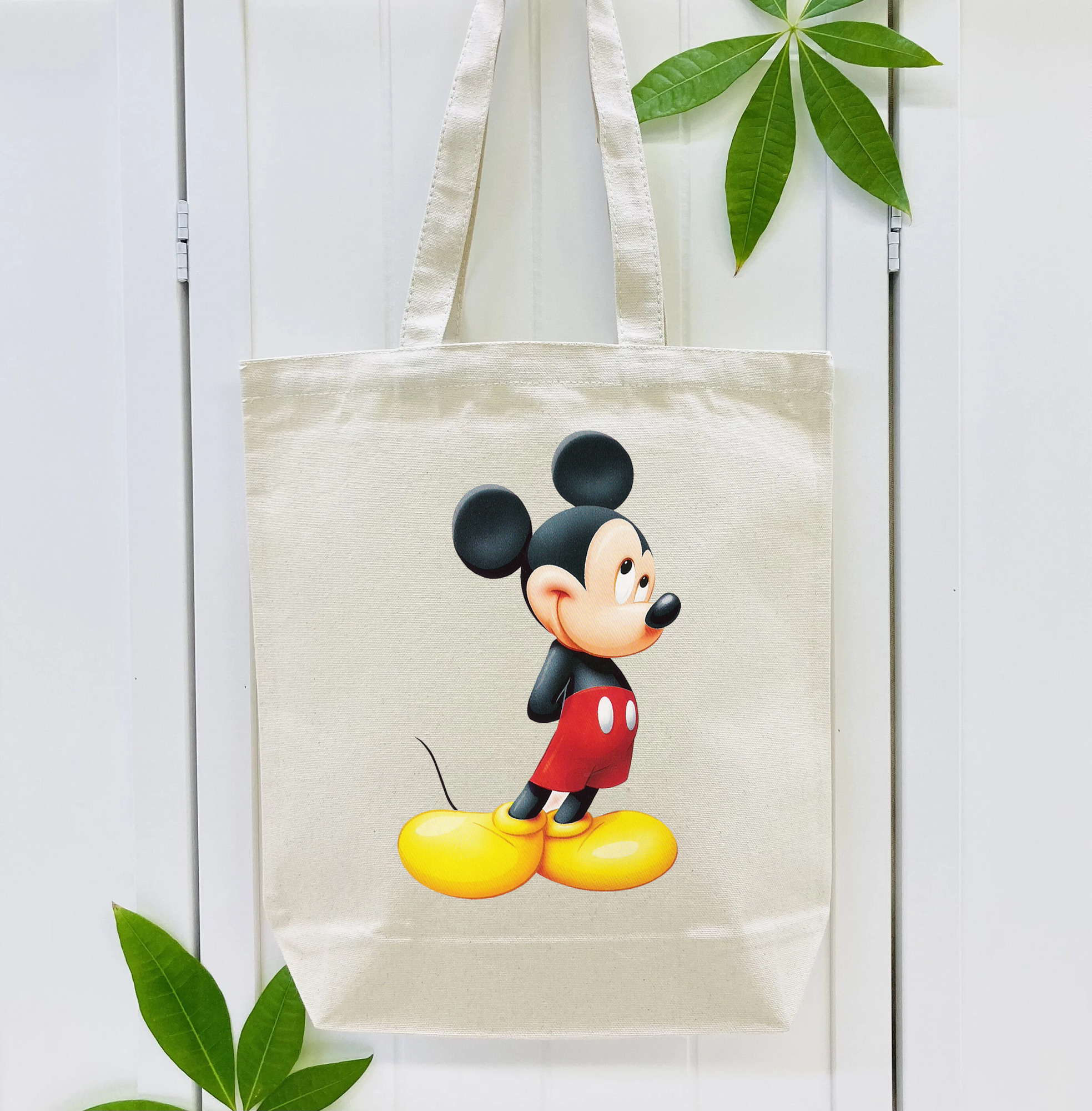 ミッキーマウス Mickey Mouse 縦型キャンバス生地手提げバッグ　トートバッグ