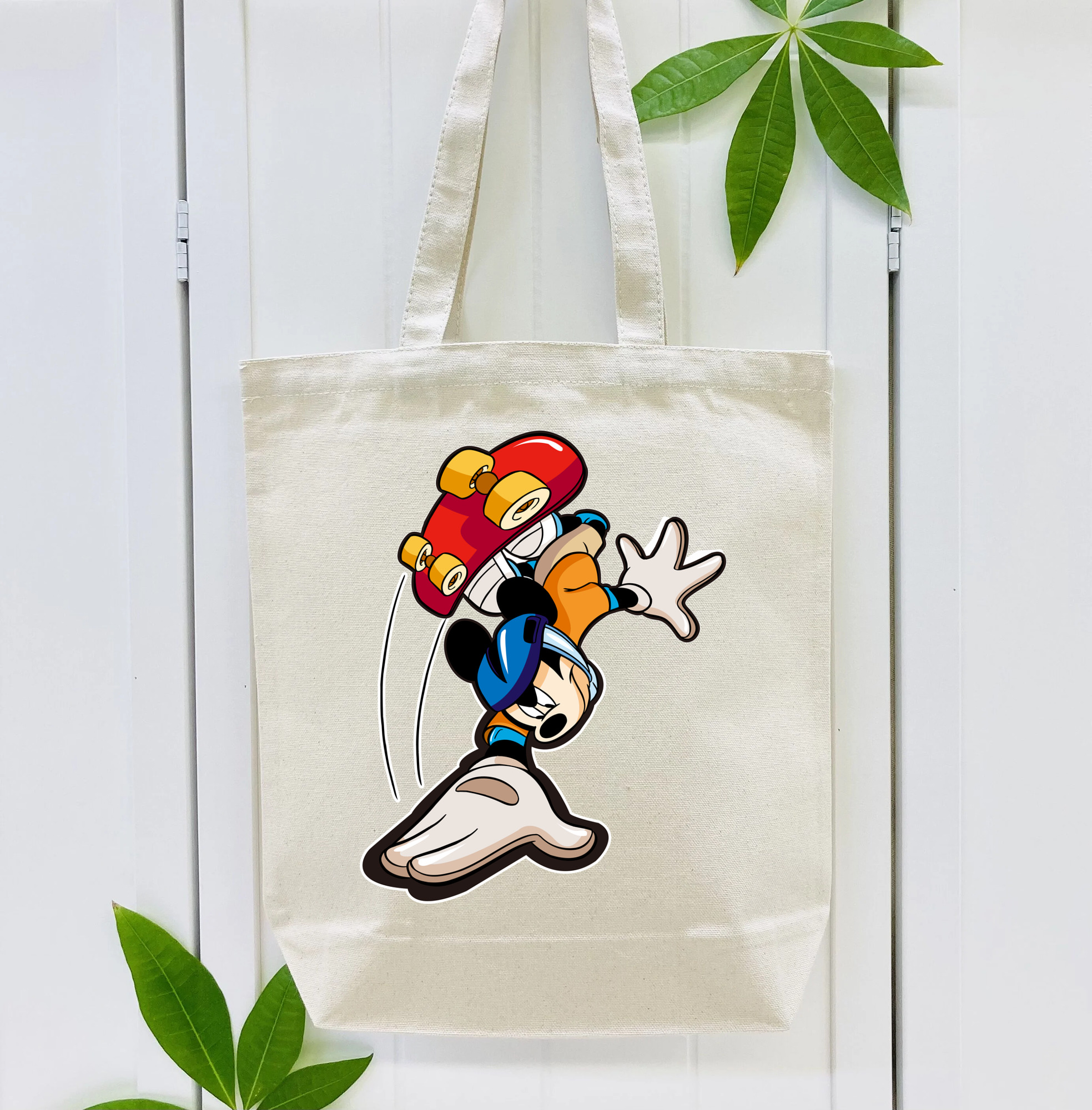ミッキーマウス Mickey Mouse 縦型キャンバス生地手提げバッグ　トートバッグ