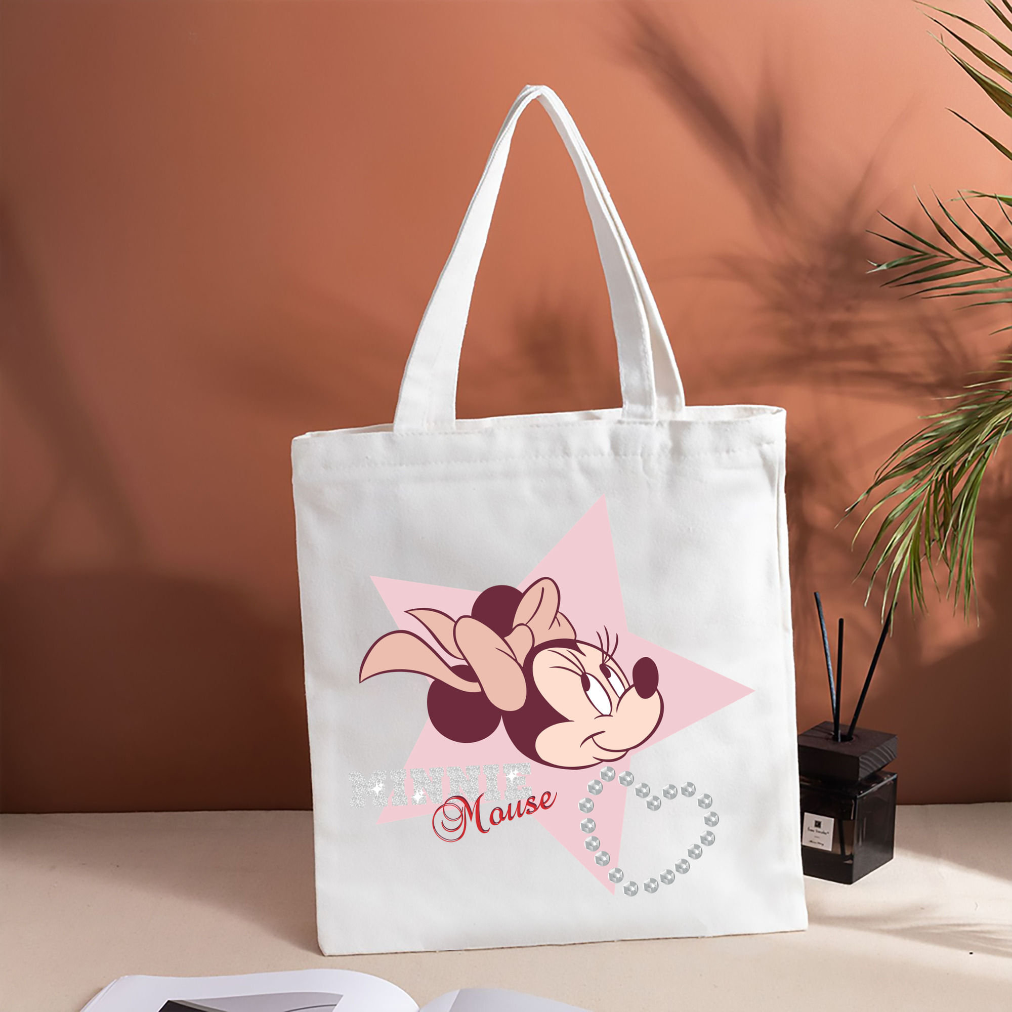 ミッキーマウス Mickey Mouse 縦型キャンバス生地手提げバッグ　トートバッグ