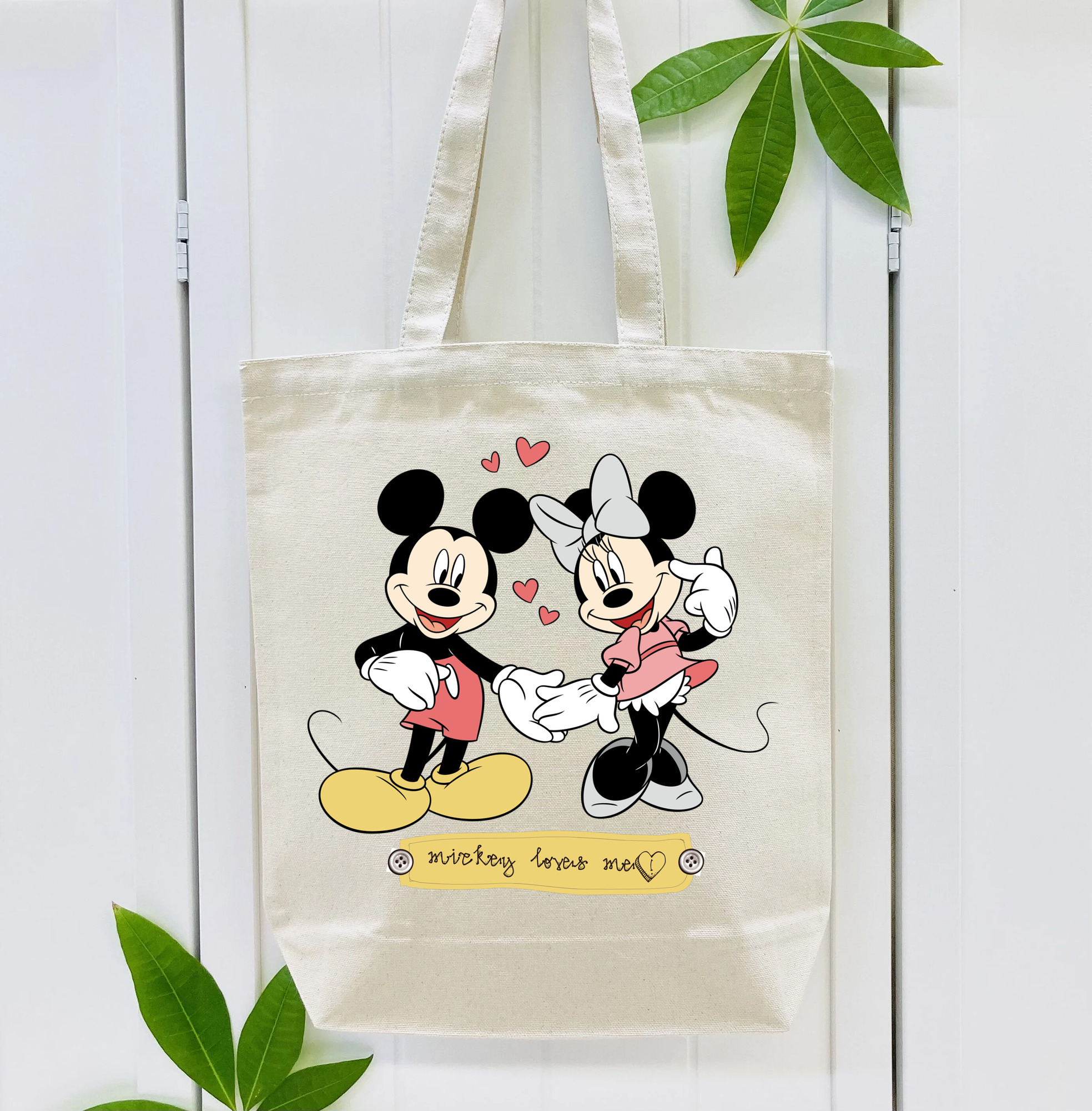 ミッキーマウス Mickey Mouse 縦型キャンバス生地手提げバッグ　トートバッグ