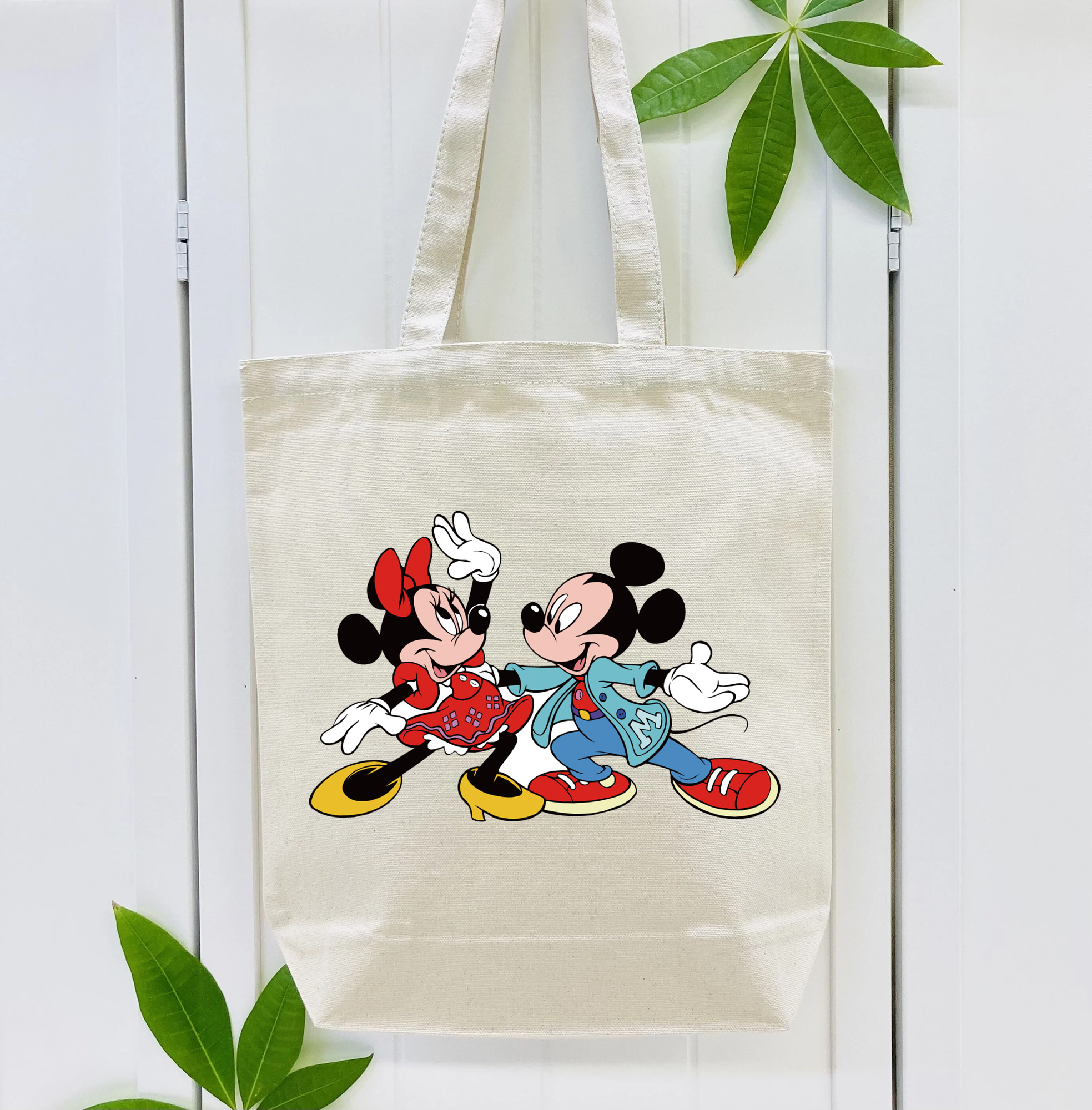ミッキーマウス Mickey Mouse 縦型キャンバス生地手提げバッグ　トートバッグ