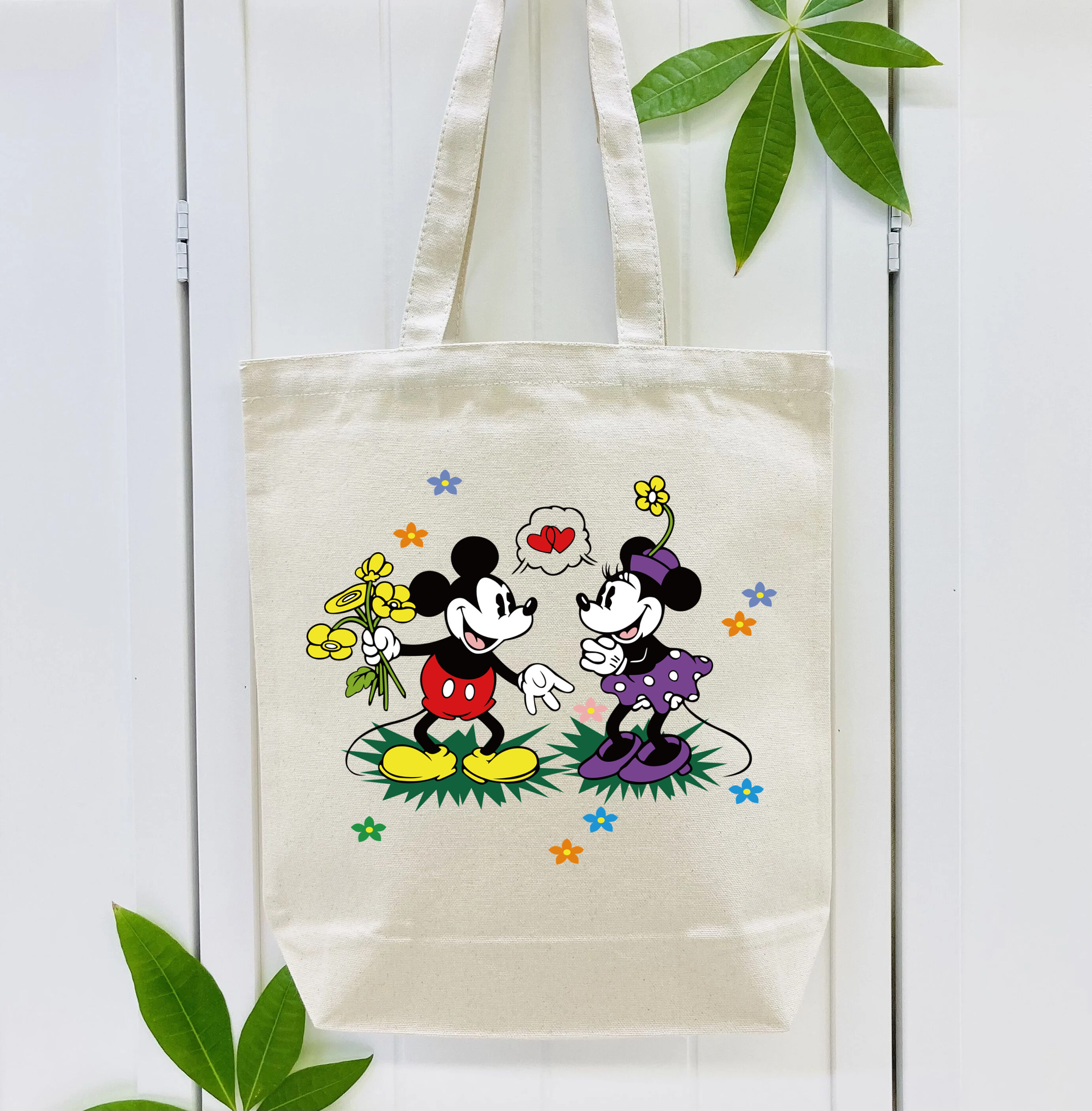ミッキーマウス Mickey Mouse 縦型キャンバス生地手提げバッグ　トートバッグ