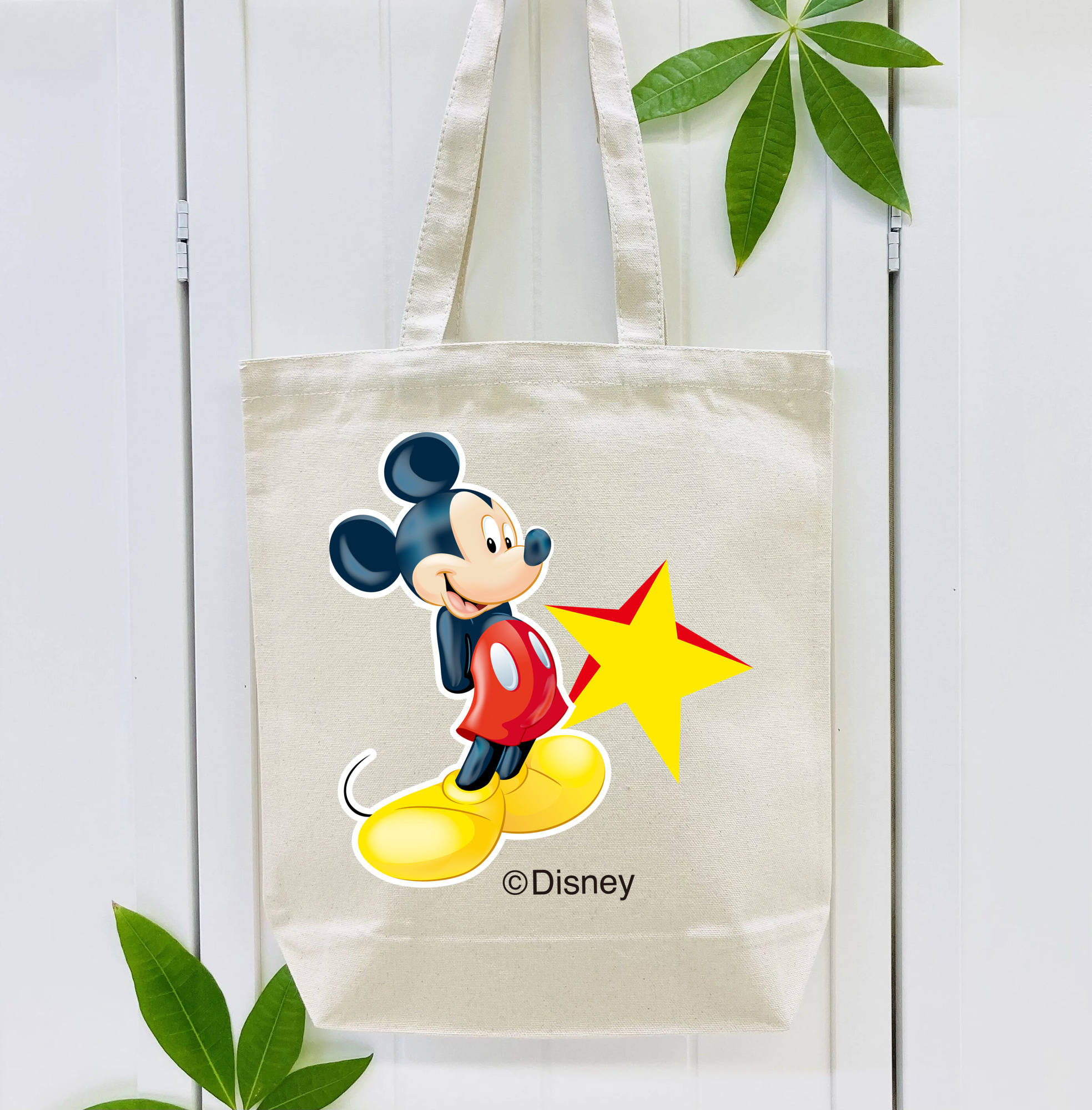ミッキーマウス Mickey Mouse 縦型キャンバス生地手提げバッグ　トートバッグ
