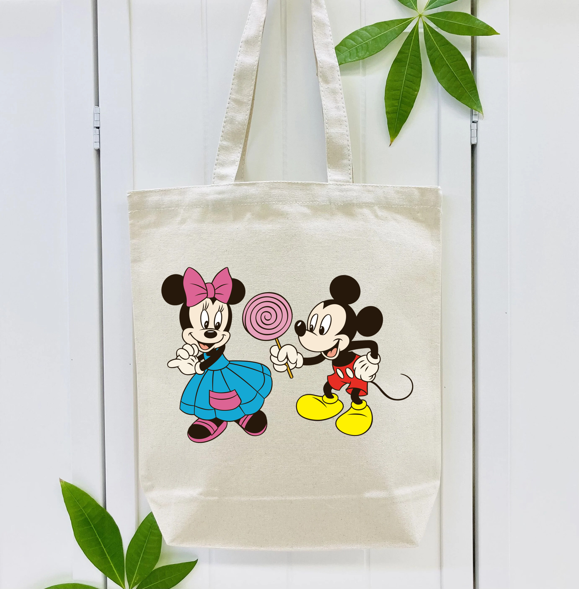 ミッキーマウス Mickey Mouse 縦型キャンバス生地手提げバッグ　トートバッグ