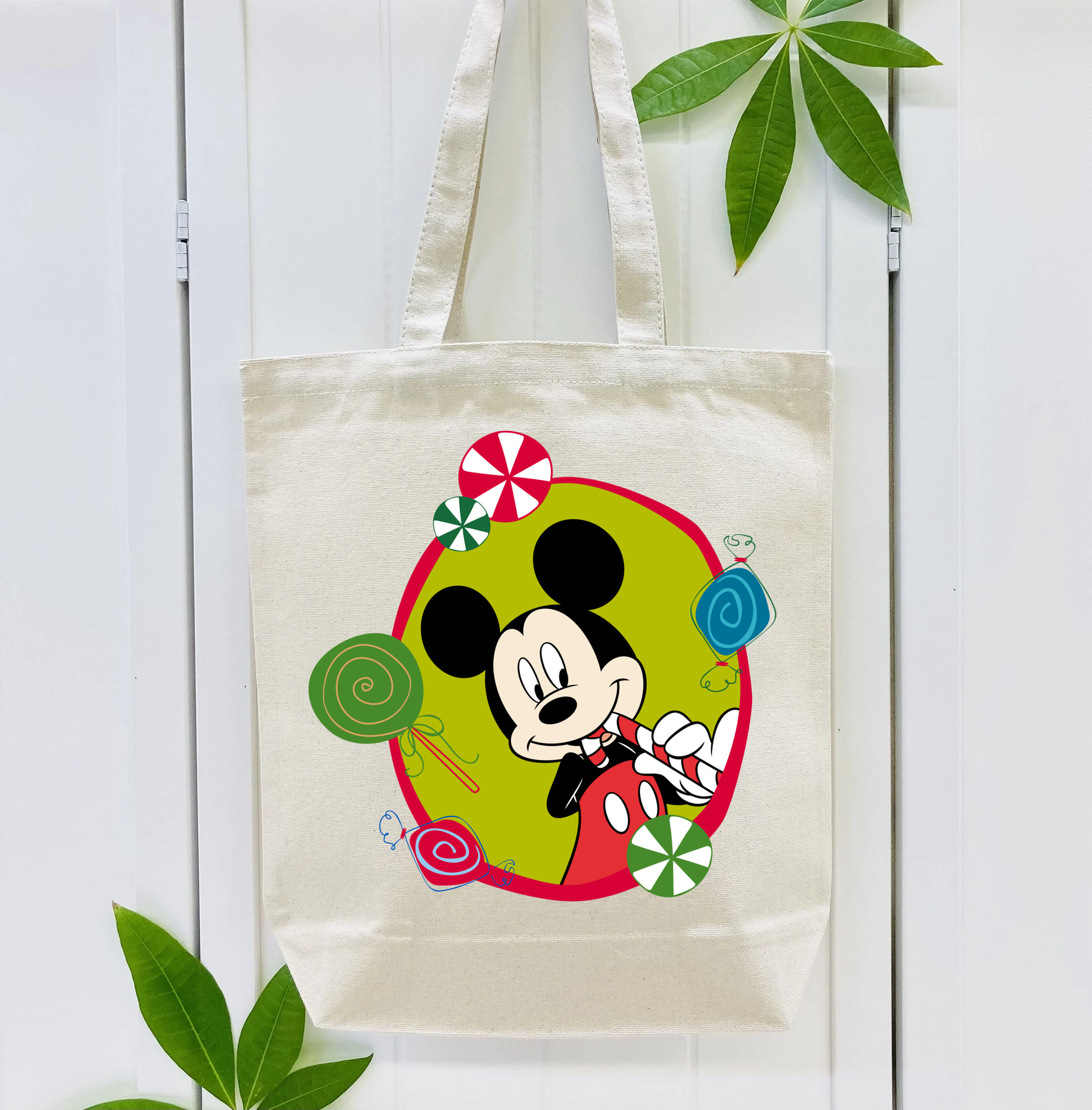 ミッキーマウス Mickey Mouse 縦型キャンバス生地手提げバッグ　トートバッグ