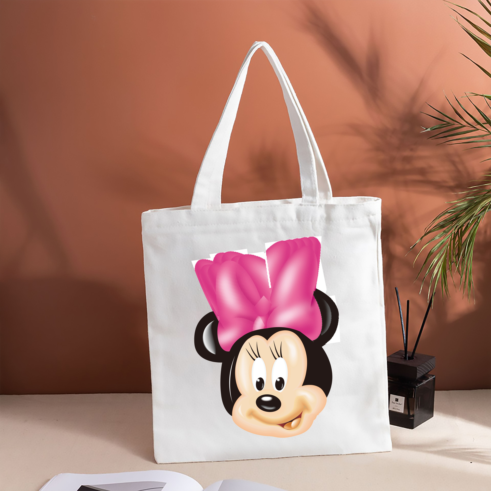 ミッキーマウス Mickey Mouse 縦型キャンバス生地手提げバッグ　トートバッグ