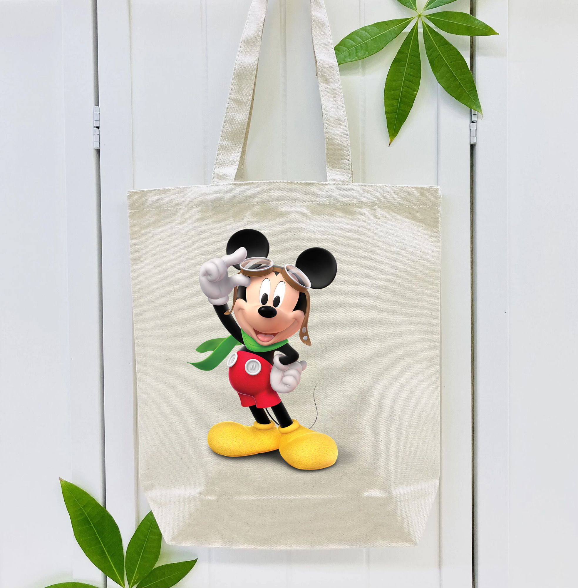 ミッキーマウス Mickey Mouse 縦型キャンバス生地手提げバッグ　トートバッグ