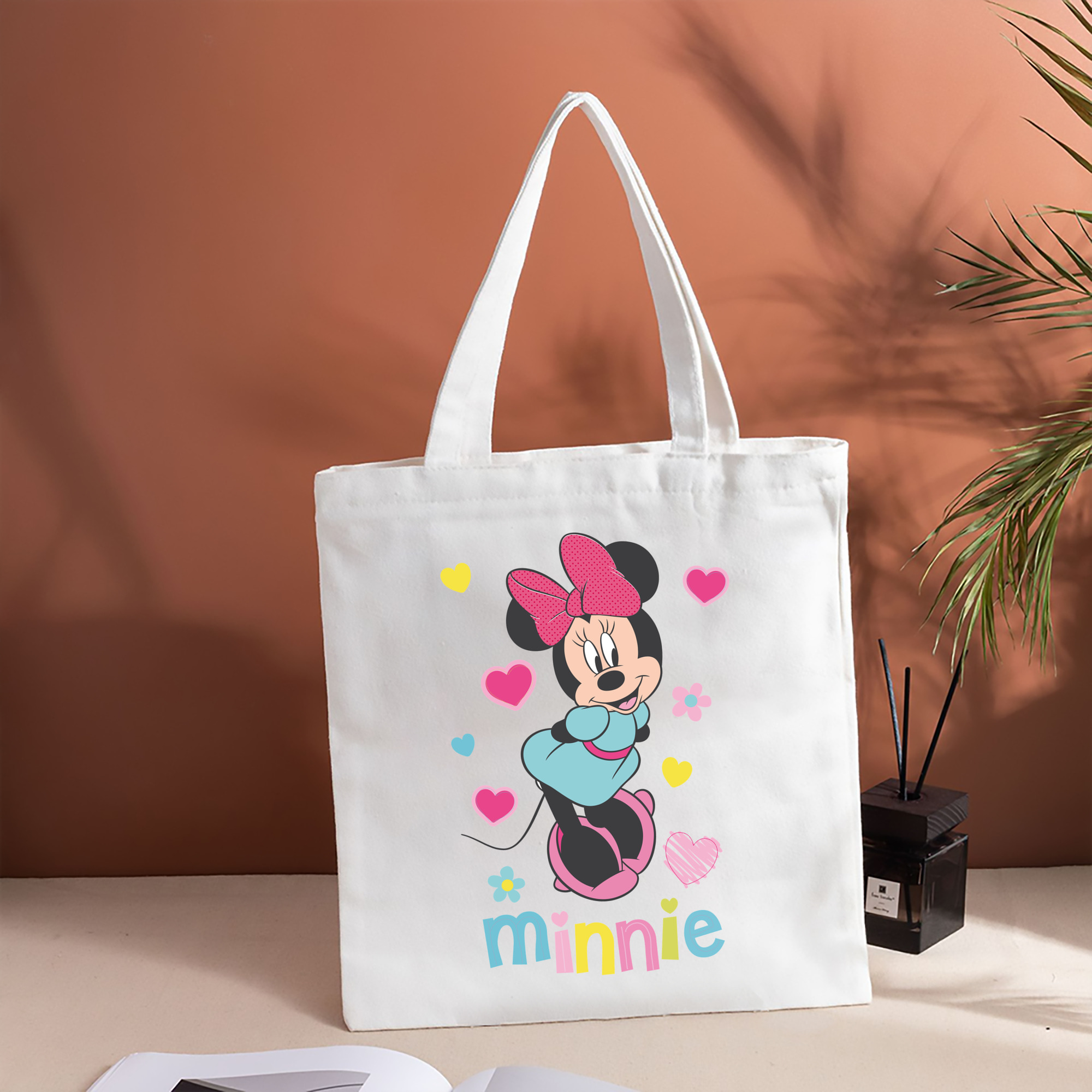 ミッキーマウス Mickey Mouse 縦型キャンバス生地手提げバッグ　トートバッグ