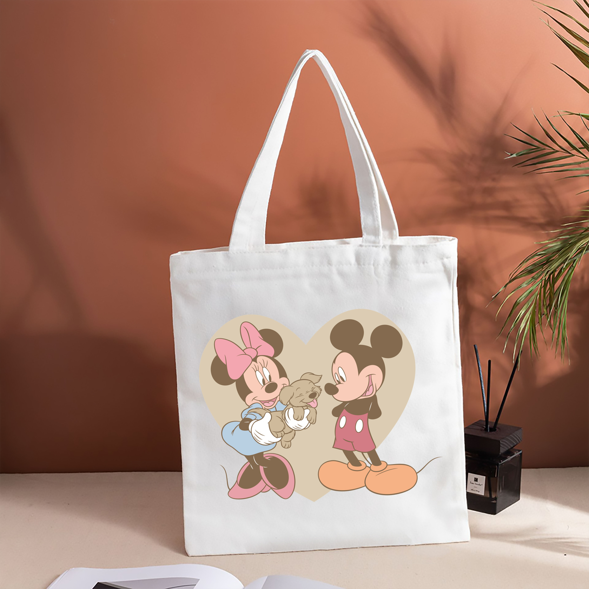 ミッキーマウス Mickey Mouse 縦型キャンバス生地手提げバッグ　トートバッグ