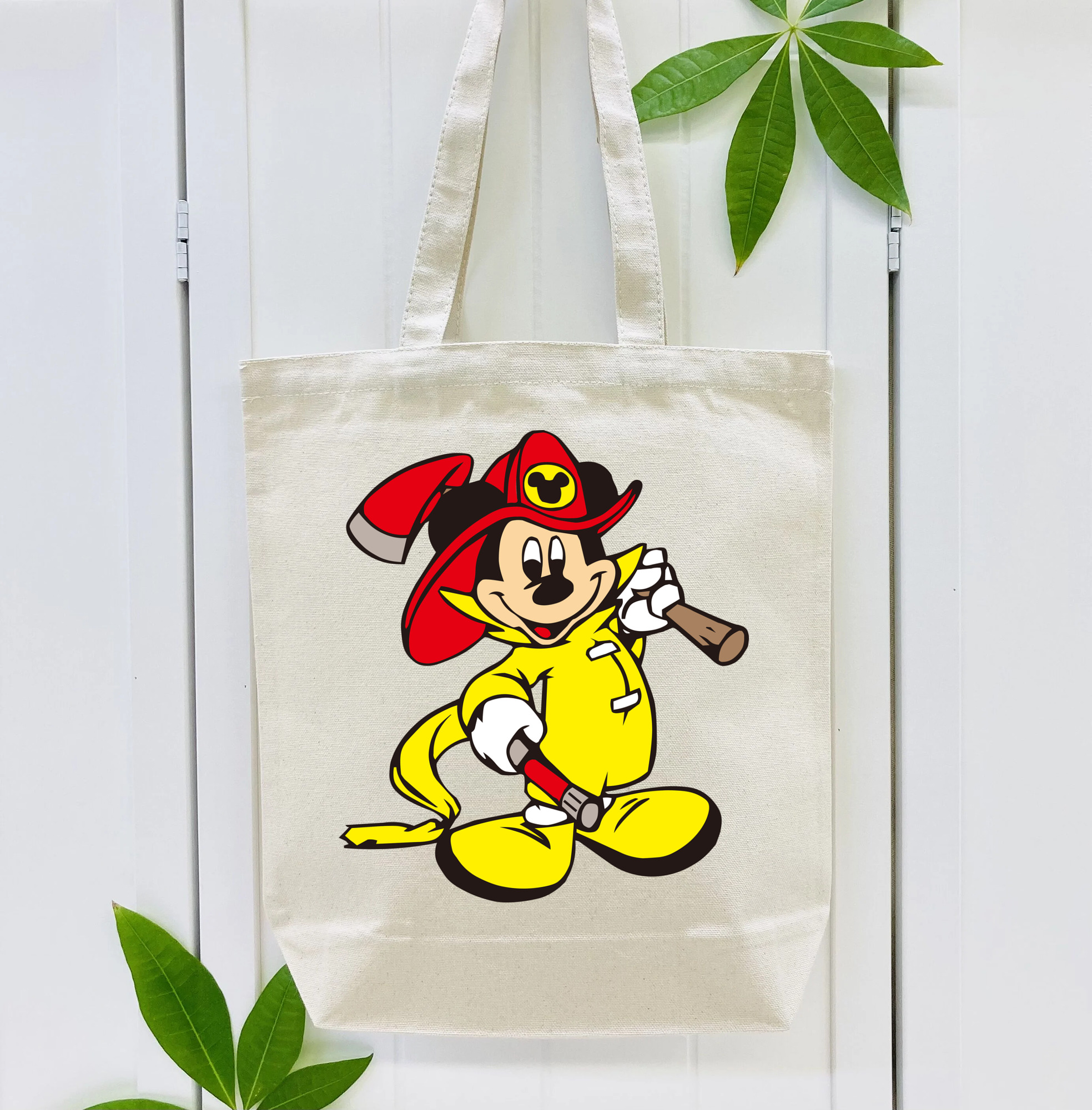 ミッキーマウス Mickey Mouse 縦型キャンバス生地手提げバッグ　トートバッグ