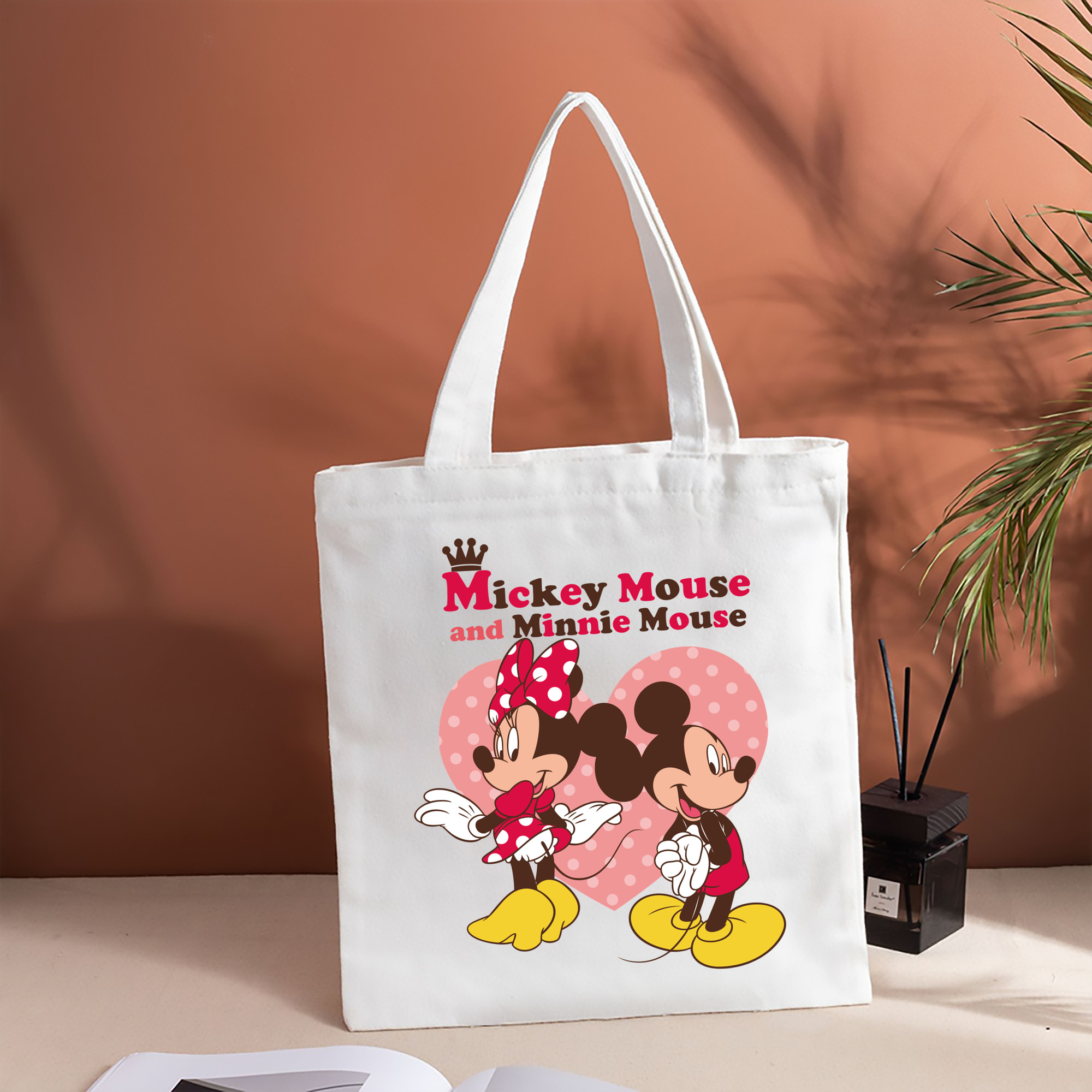 ミッキーマウス Mickey Mouse 縦型キャンバス生地手提げバッグ　トートバッグ
