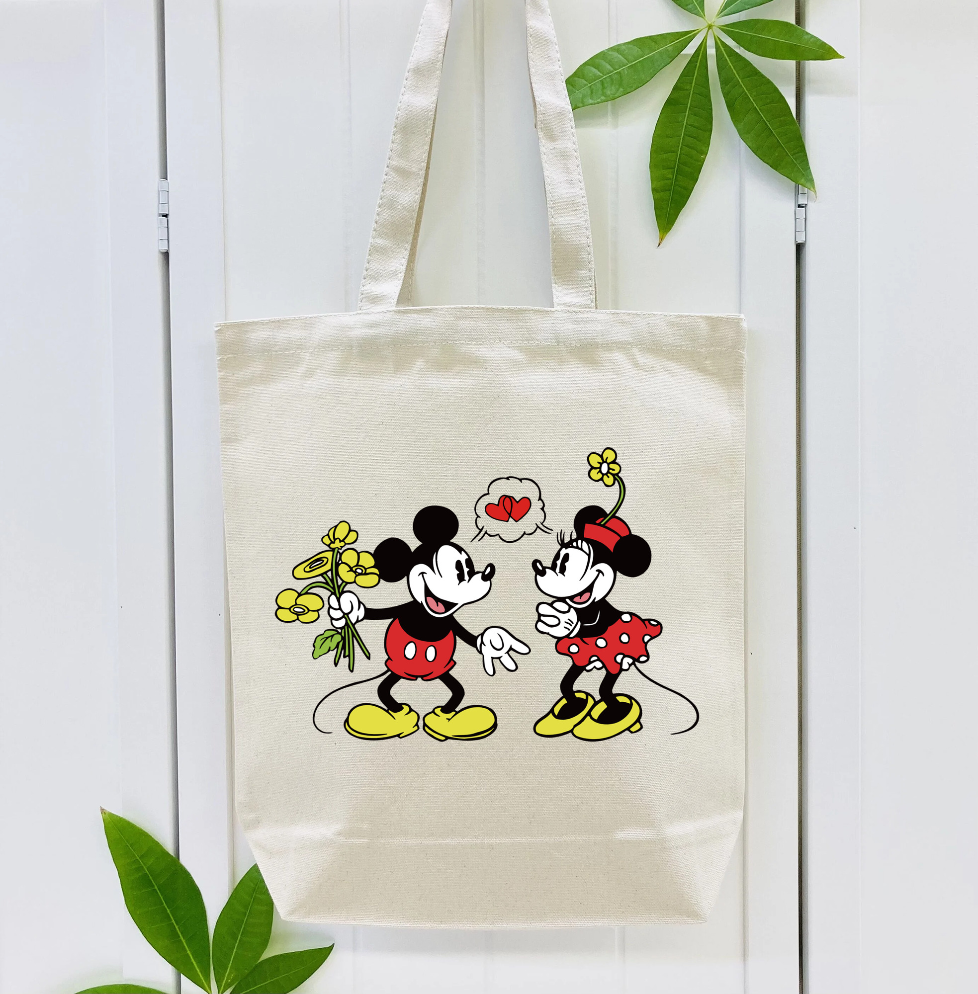 ミッキーマウス Mickey Mouse 縦型キャンバス生地手提げバッグ　トートバッグ