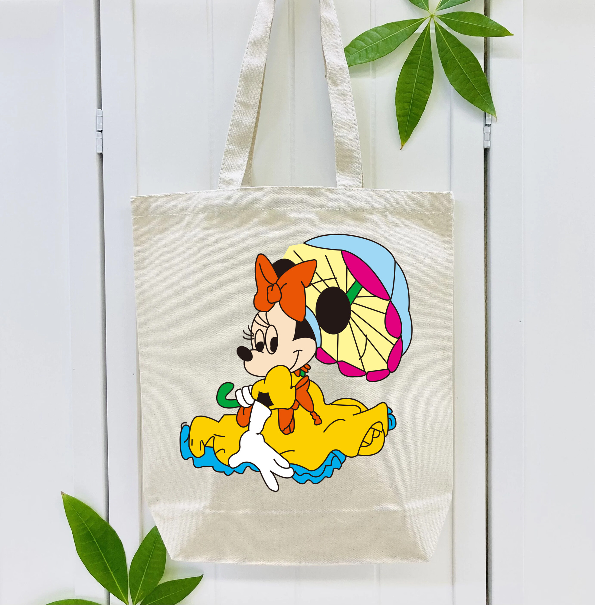 ミッキーマウス Mickey Mouse 縦型キャンバス生地手提げバッグ　トートバッグ