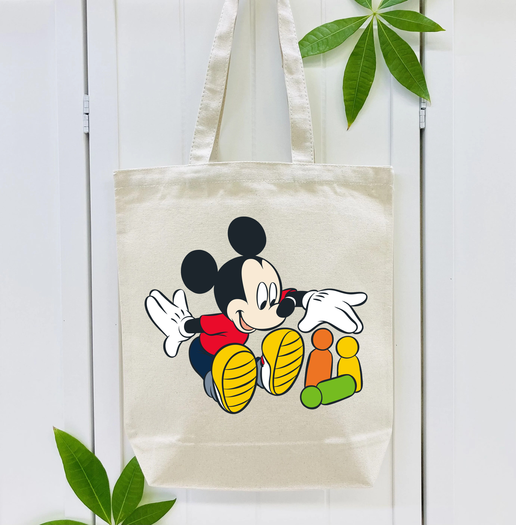 ミッキーマウス Mickey Mouse 縦型キャンバス生地手提げバッグ　トートバッグ