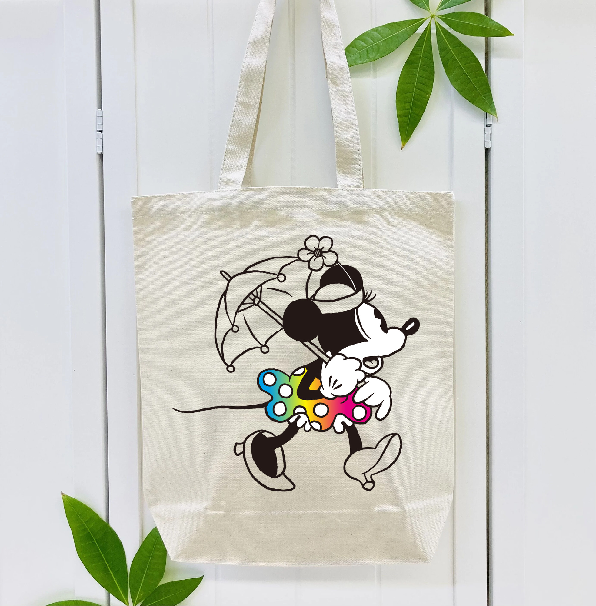 ミッキーマウス Mickey Mouse 縦型キャンバス生地手提げバッグ　トートバッグ